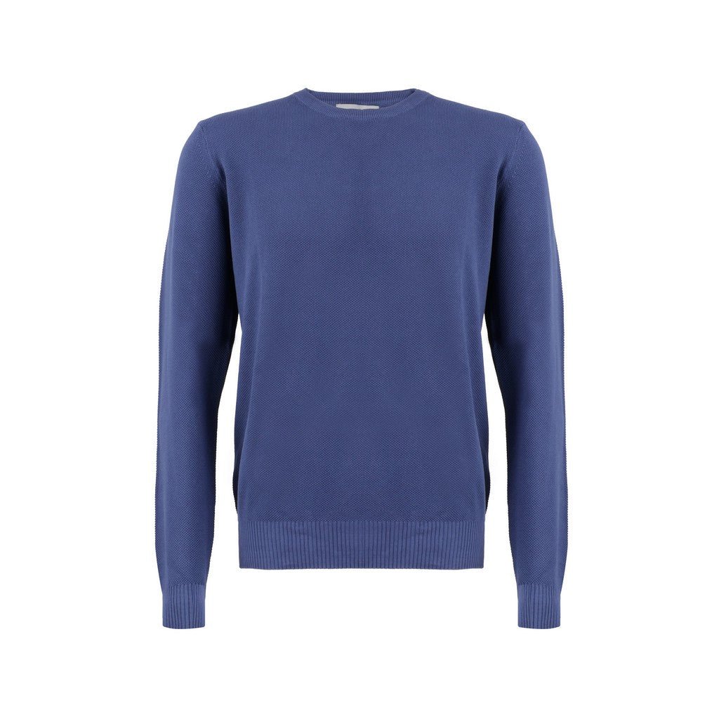Henry Sartorial Cotton Textured Crew Neck Knit BLUE - Henry Bucks