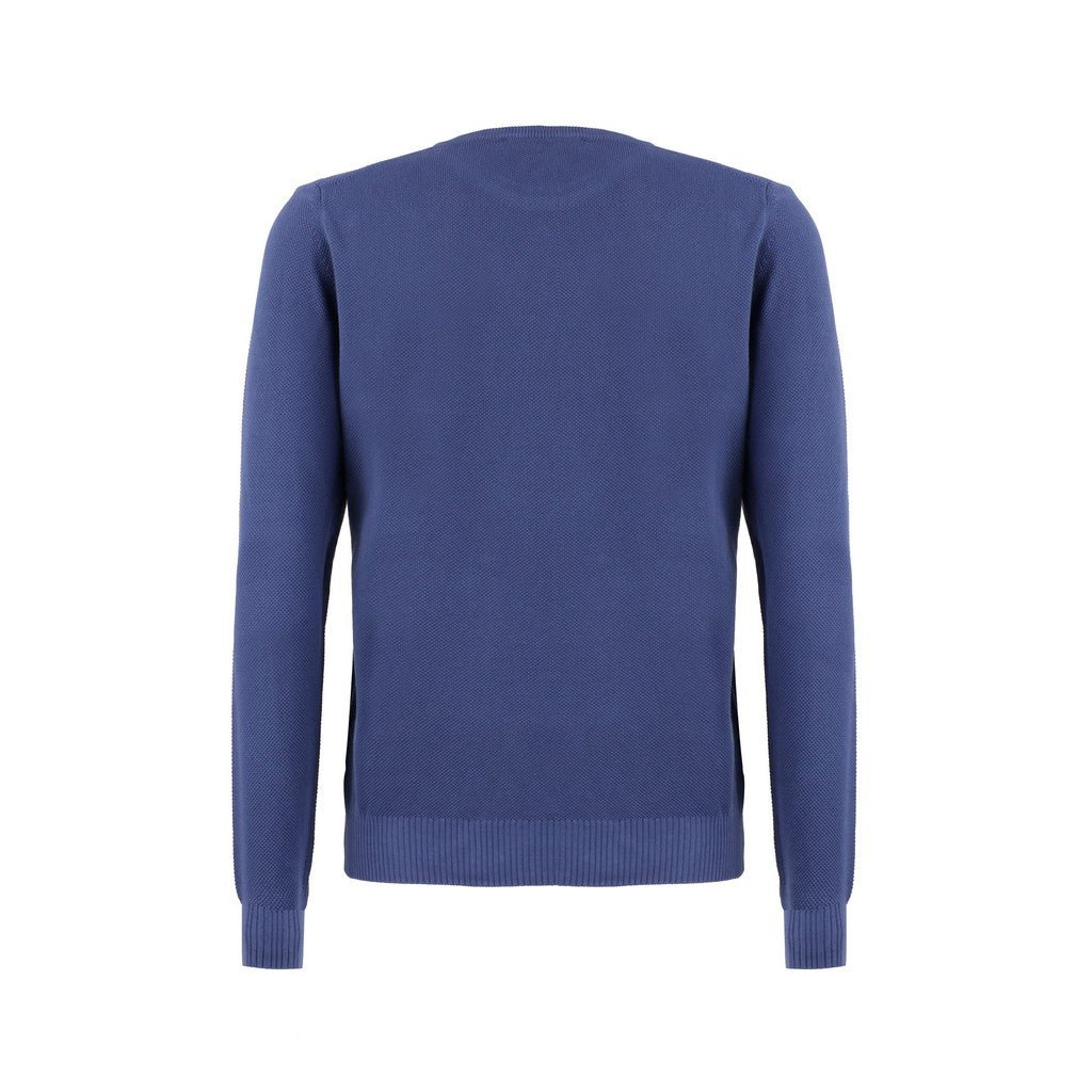 Henry Sartorial Cotton Textured Crew Neck Knit BLUE - Henry Bucks