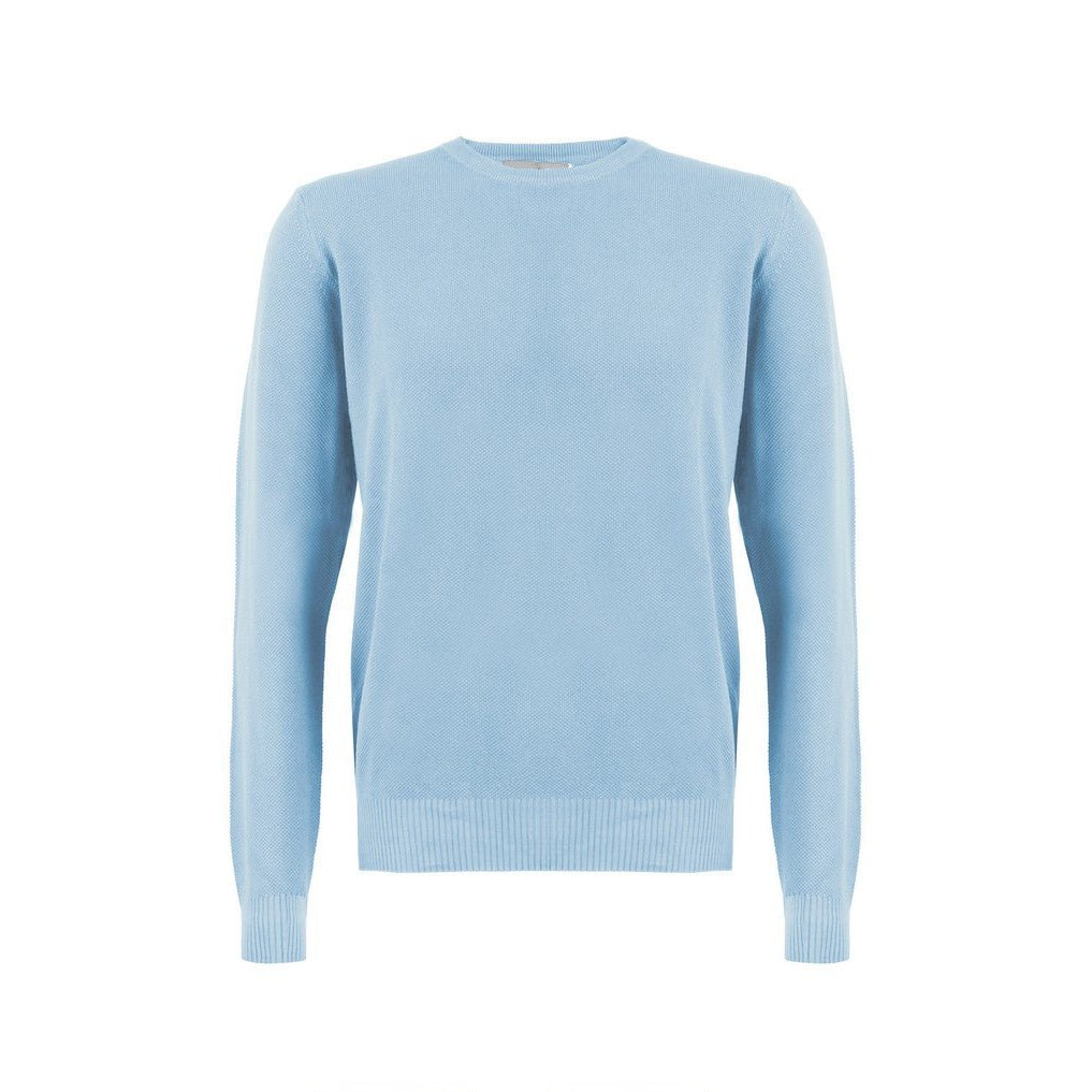 Henry Sartorial Cotton Textured Crew Neck Knit LIGHT BLUE - Henry Bucks