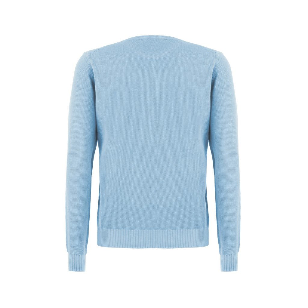 Henry Sartorial Cotton Textured Crew Neck Knit LIGHT BLUE - Henry Bucks