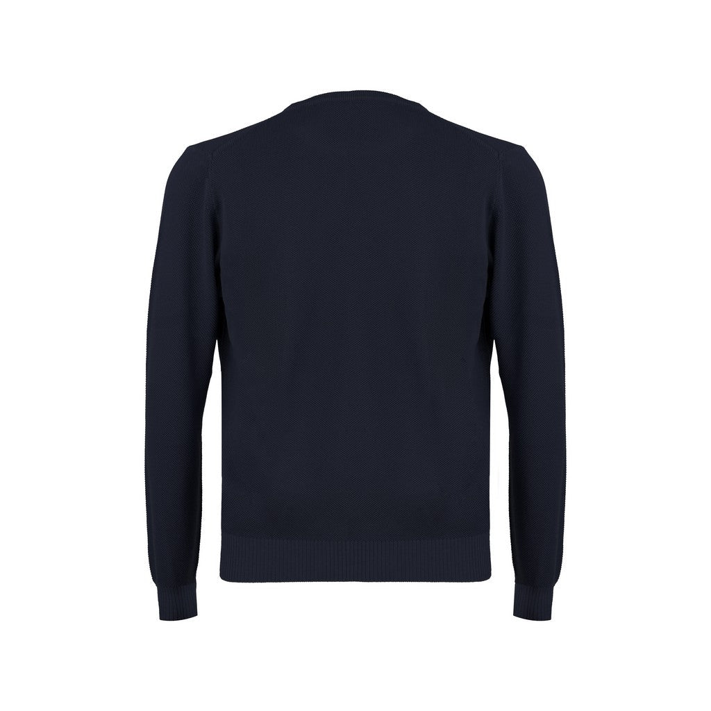 Henry Sartorial Cotton Textured Crew Neck Knit NAVY - Henry Bucks