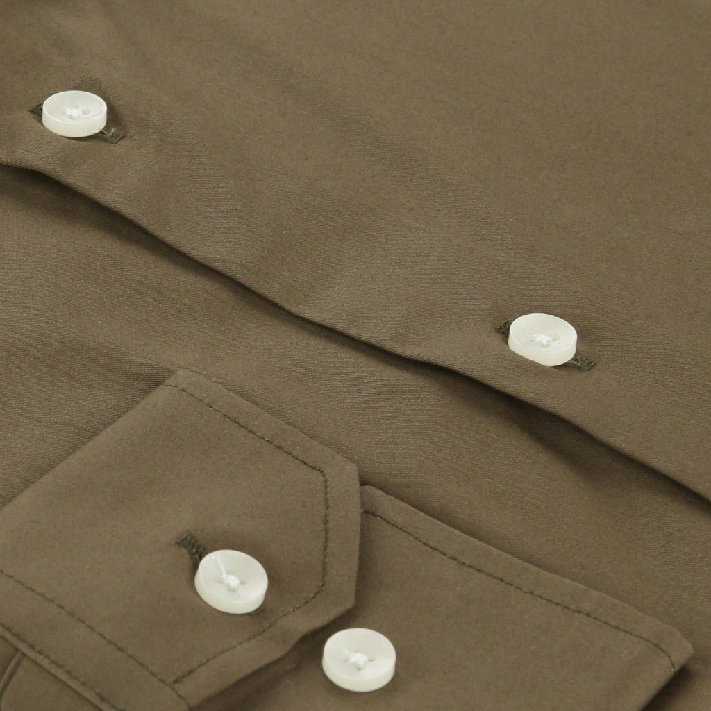 HENRY SARTORIAL Cotton Twill Long Sleeve Slim Shirt DARK OLIVE (Online only*) - Henry Bucks