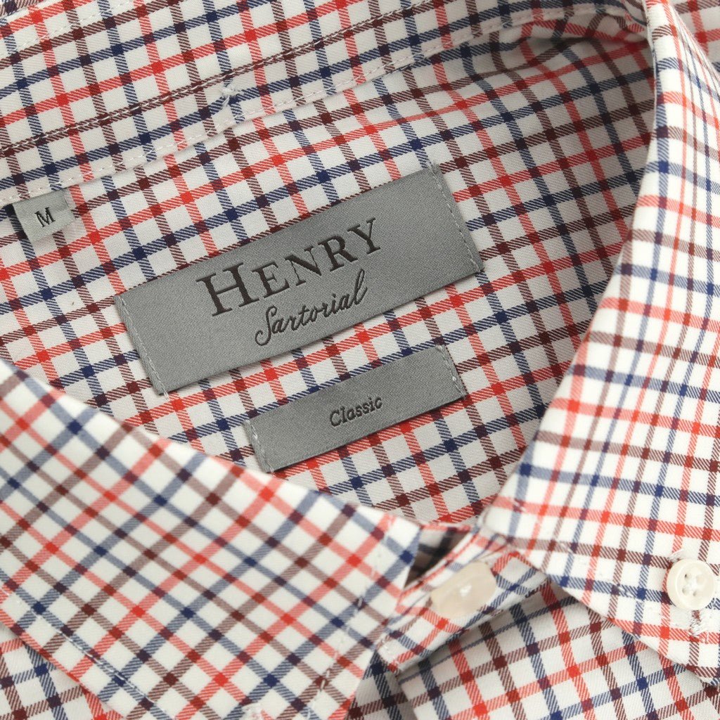 HENRY SARTORIAL Cotton Wool Check Casual Shirt BLUE/GREY/MULTI (Online only*) - Henry Bucks