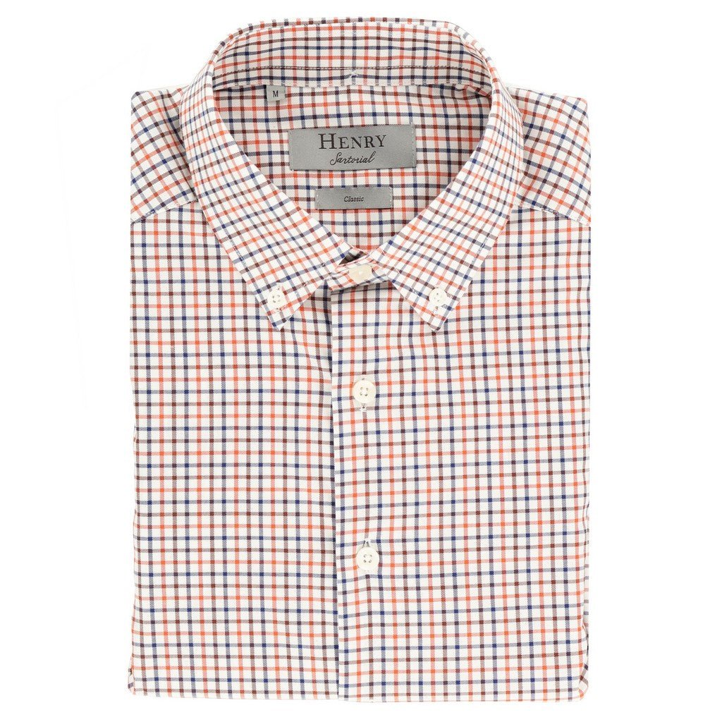 HENRY SARTORIAL Cotton Wool Check Casual Shirt BLUE/GREY/MULTI (Online only*) - Henry Bucks