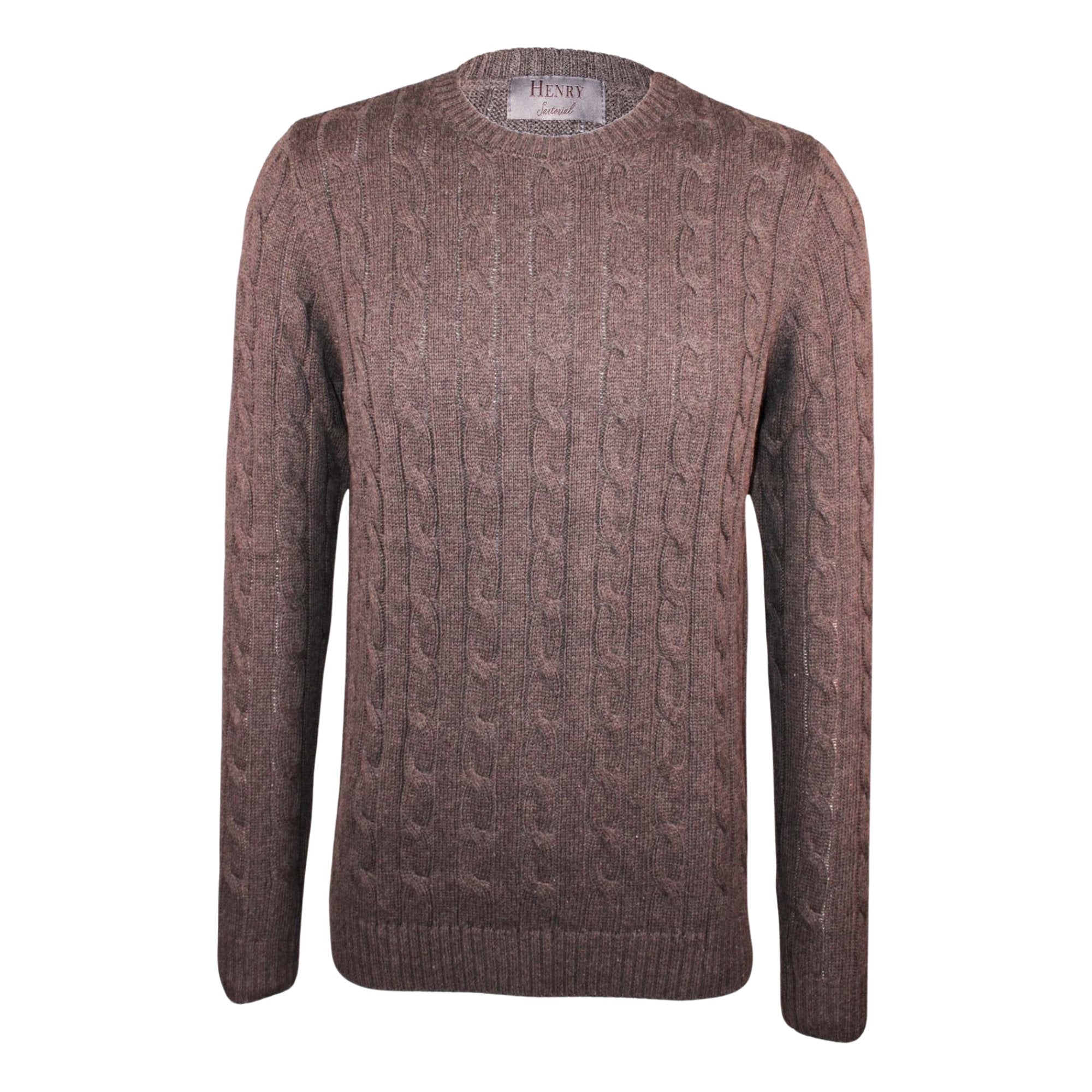 HENRY SARTORIAL Crewneck Cable Jumper CHARCOAL - Henry BucksKnitwear62AW240004 - CHCL - SM