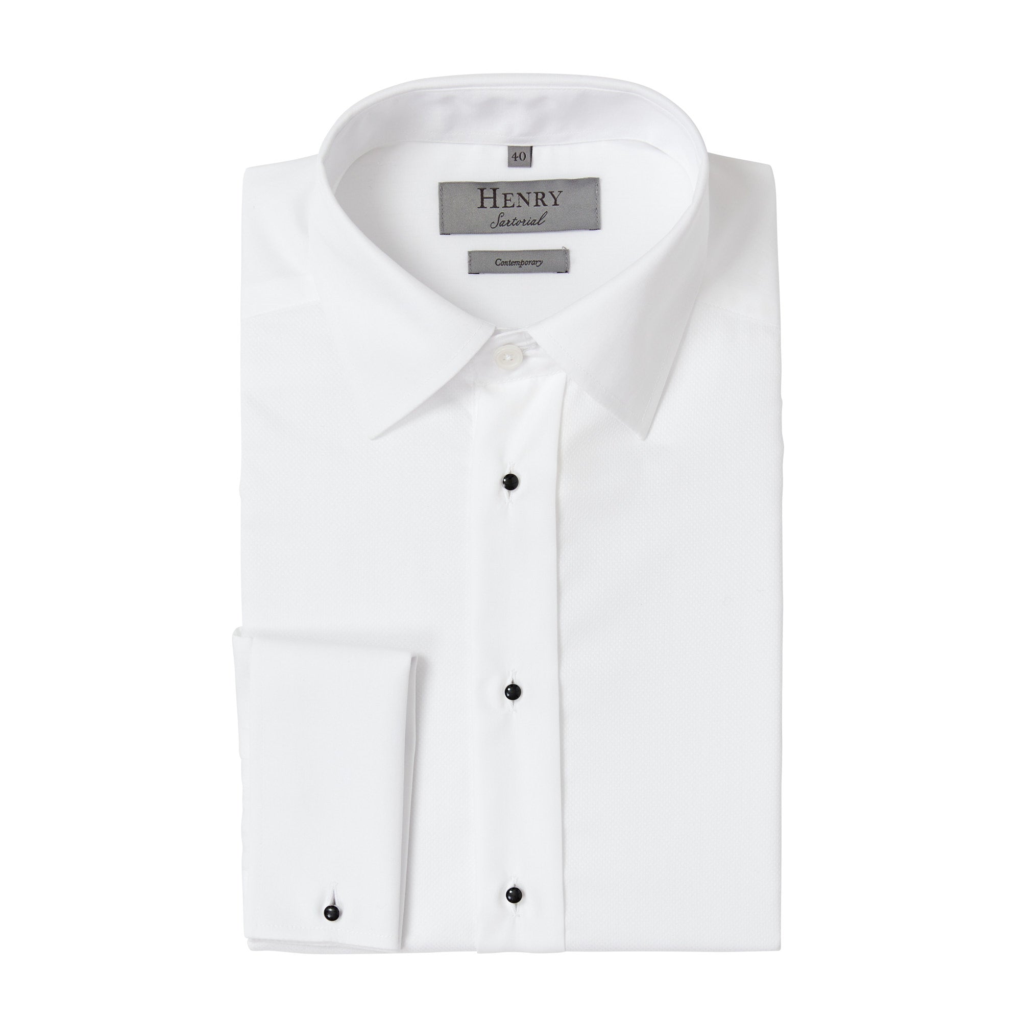 HENRY SARTORIAL Dinner Shirt Double Cufflink WHITE - Henry BucksShirts90AW220001 - WHTE - SC - 37