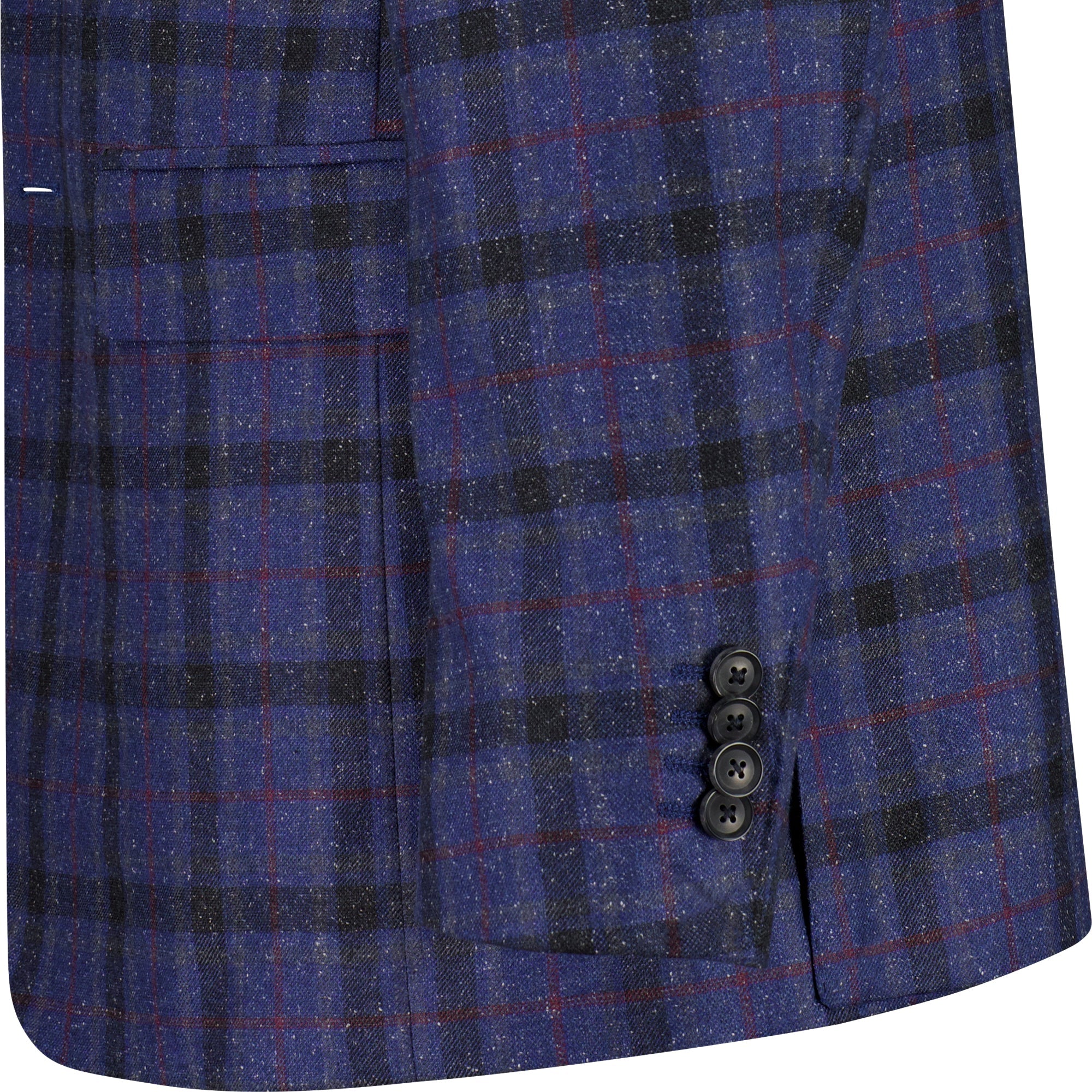 HENRY SARTORIAL DORMEUIL Wool/Silk Check Jacket SOFT BURGUNDY/NAVY REG - Henry BucksBlazers33AW230006 - BURGNAVY - R - 48