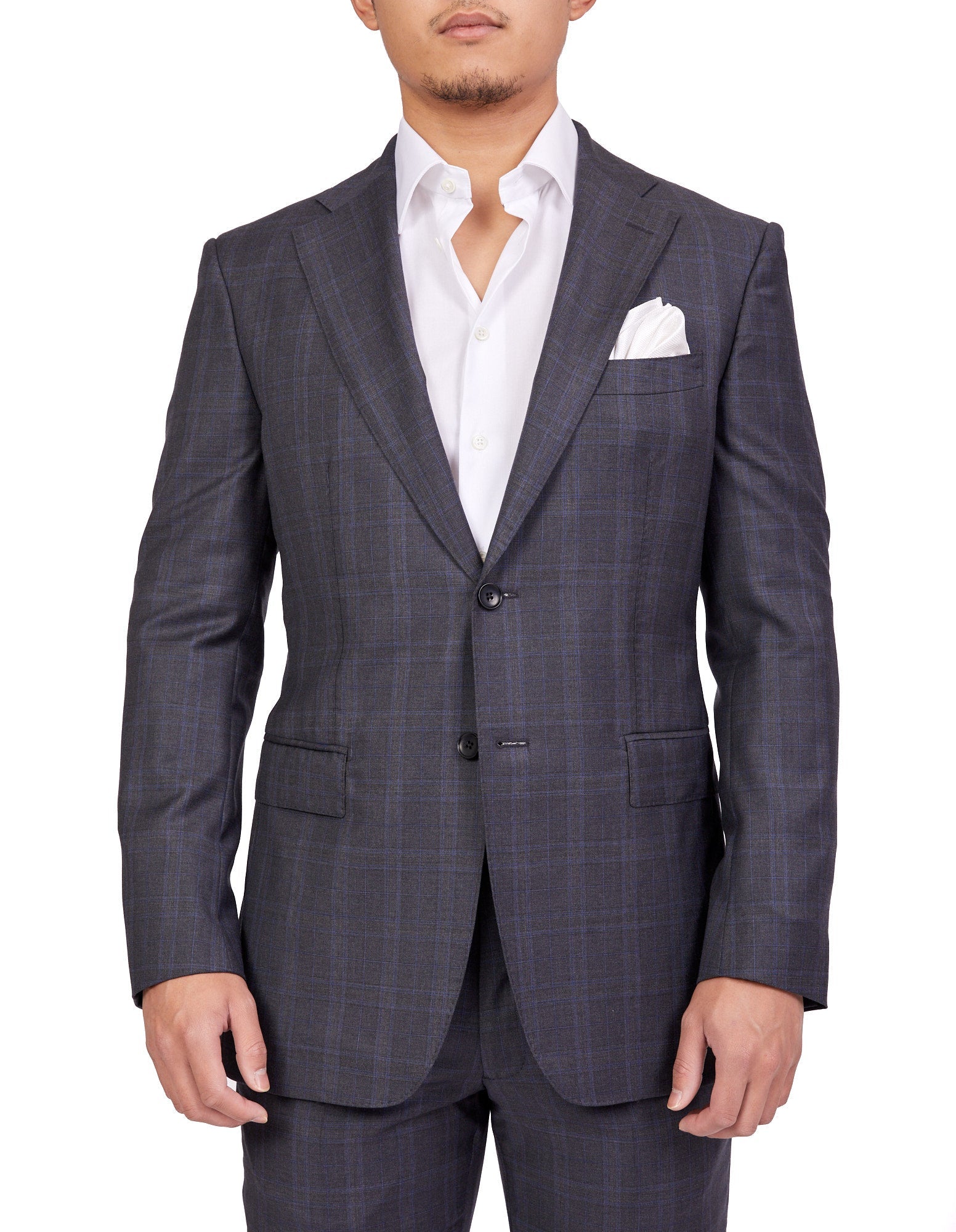 HENRY SARTORIAL Dun Full Canvas Check Suit GREY LG - Henry BucksSuits23AW220001 - GREY - L - 54