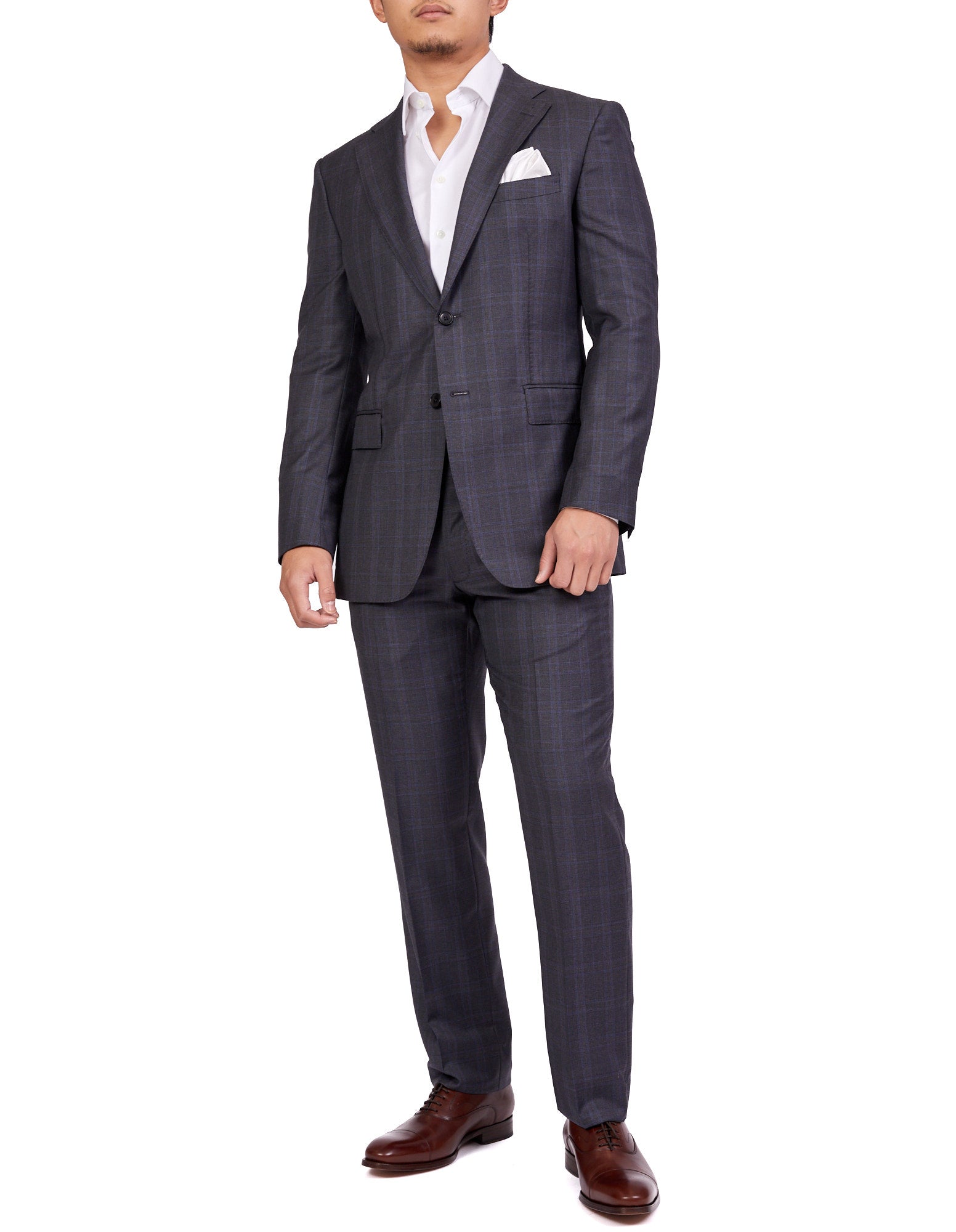 HENRY SARTORIAL Dun Full Canvas Check Suit GREY LG - Henry BucksSuits23AW220001 - GREY - L - 54