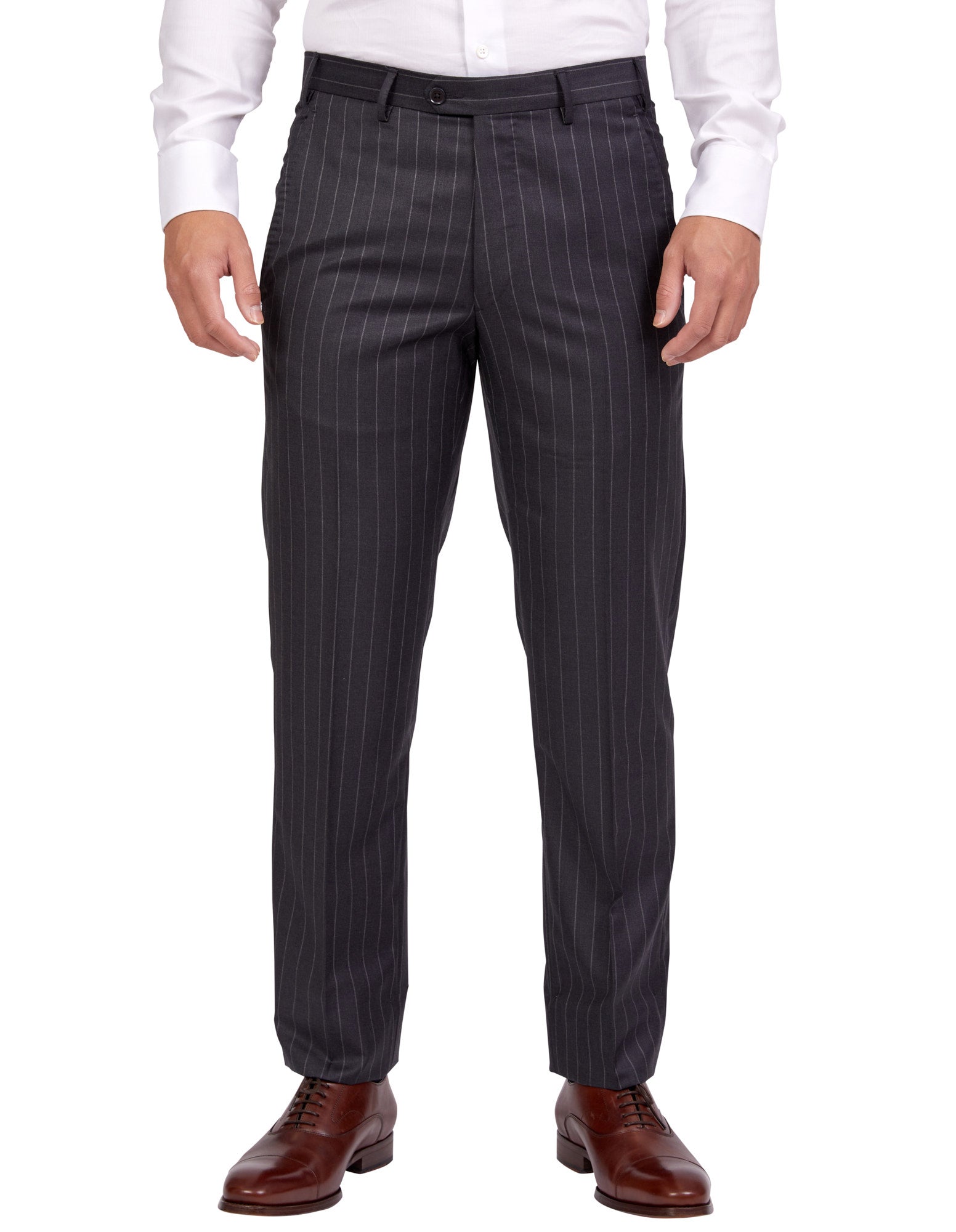 HENRY SARTORIAL Dun Full Canvas R - Stripe Suit CHARCOAL LG - Henry BucksSuits23AW220003 - CHCL - L - 54