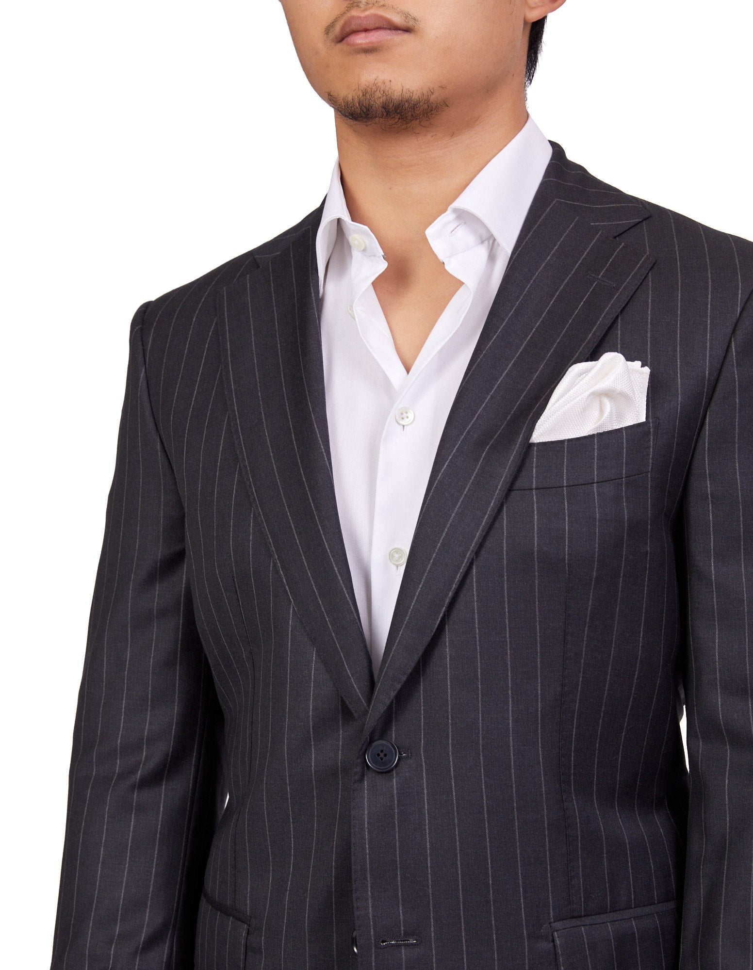 HENRY SARTORIAL Dun Full Canvas R - Stripe Suit CHARCOAL LG - Henry BucksSuits23AW220003 - CHCL - L - 54