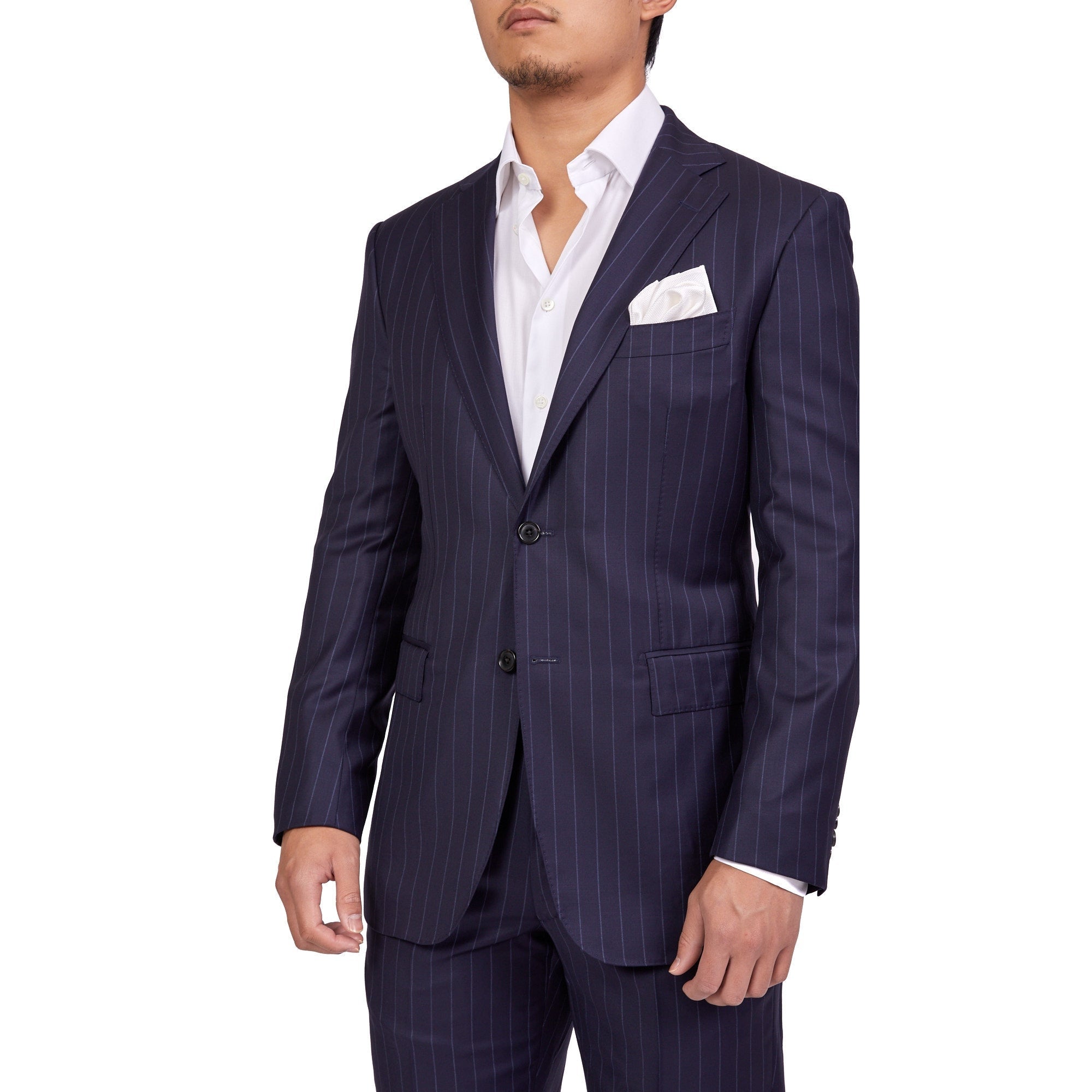 HENRY SARTORIAL Dun Full Canvas R - Stripe Suit NAVY LG - Henry BucksSuits23AW220003 - NAVY - L - 54