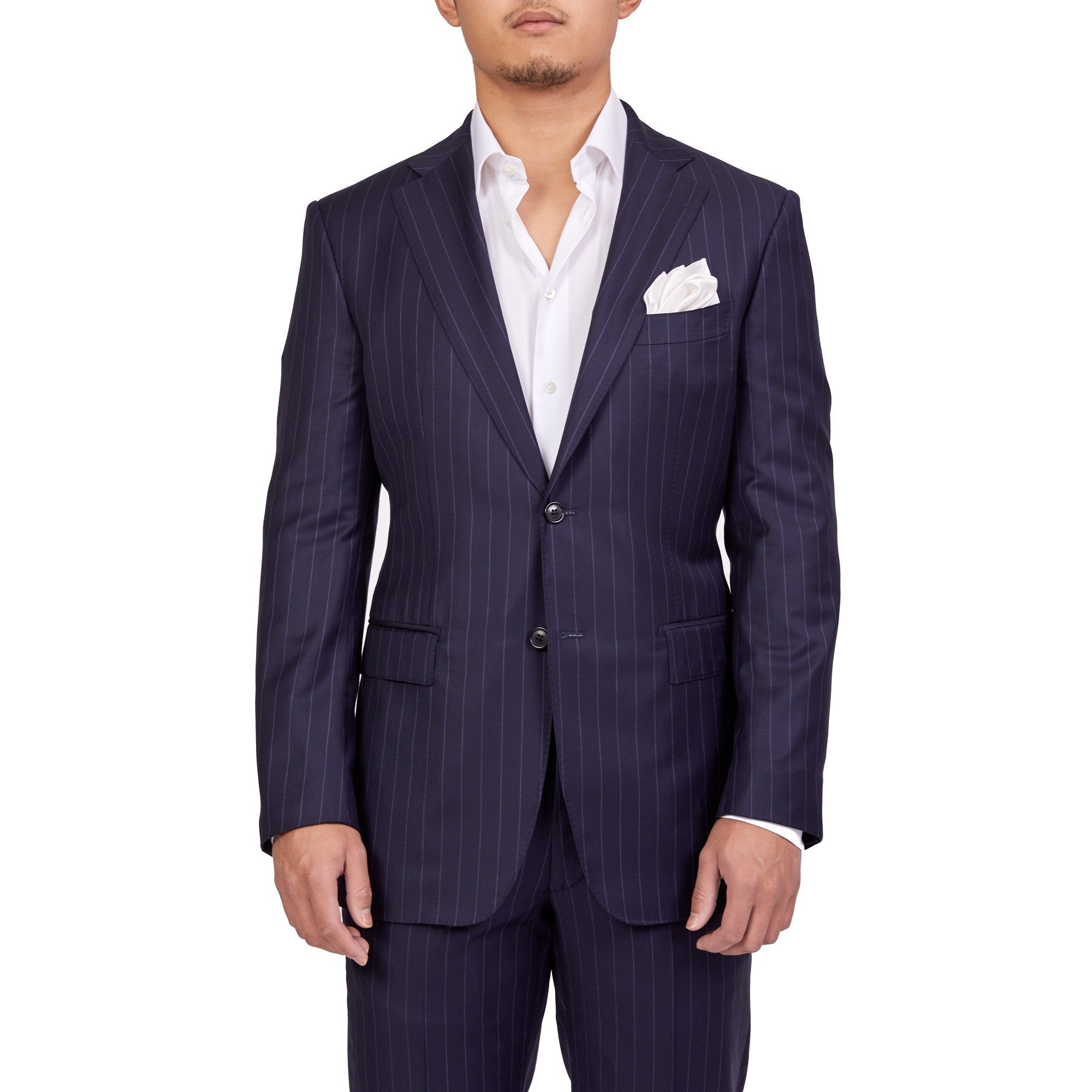 HENRY SARTORIAL Dun Full Canvas R - Stripe Suit NAVY LG - Henry BucksSuits23AW220003 - NAVY - L - 54