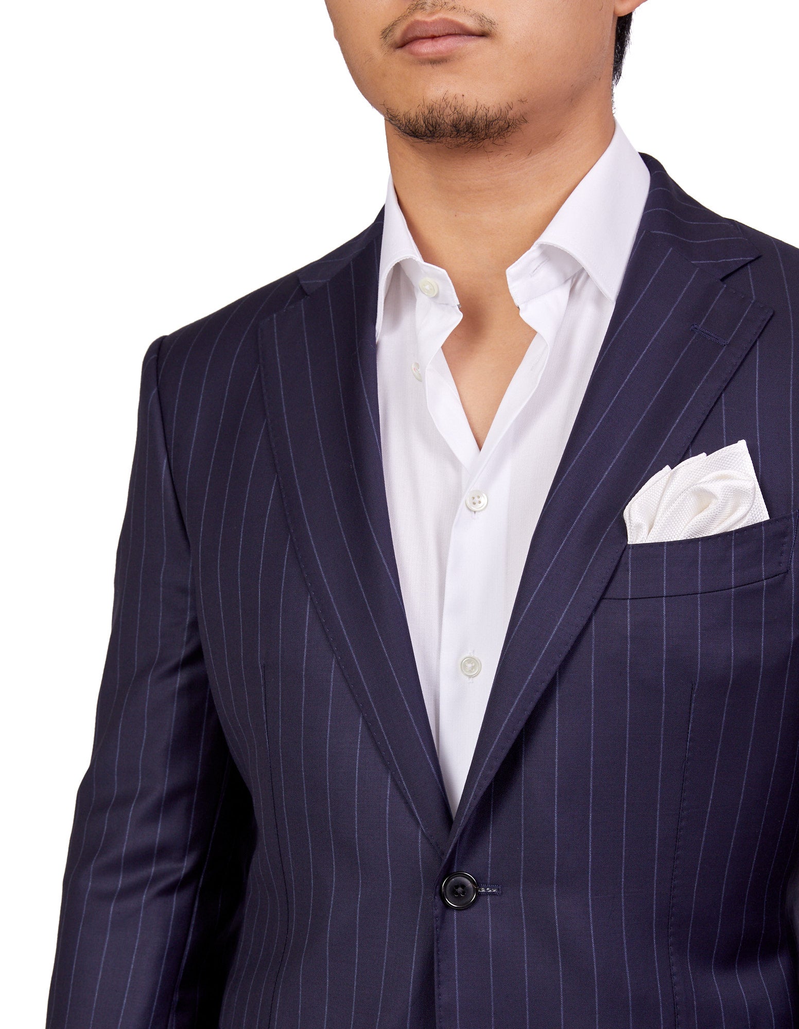 HENRY SARTORIAL Dun Full Canvas R - Stripe Suit NAVY LG - Henry BucksSuits23AW220003 - NAVY - L - 54