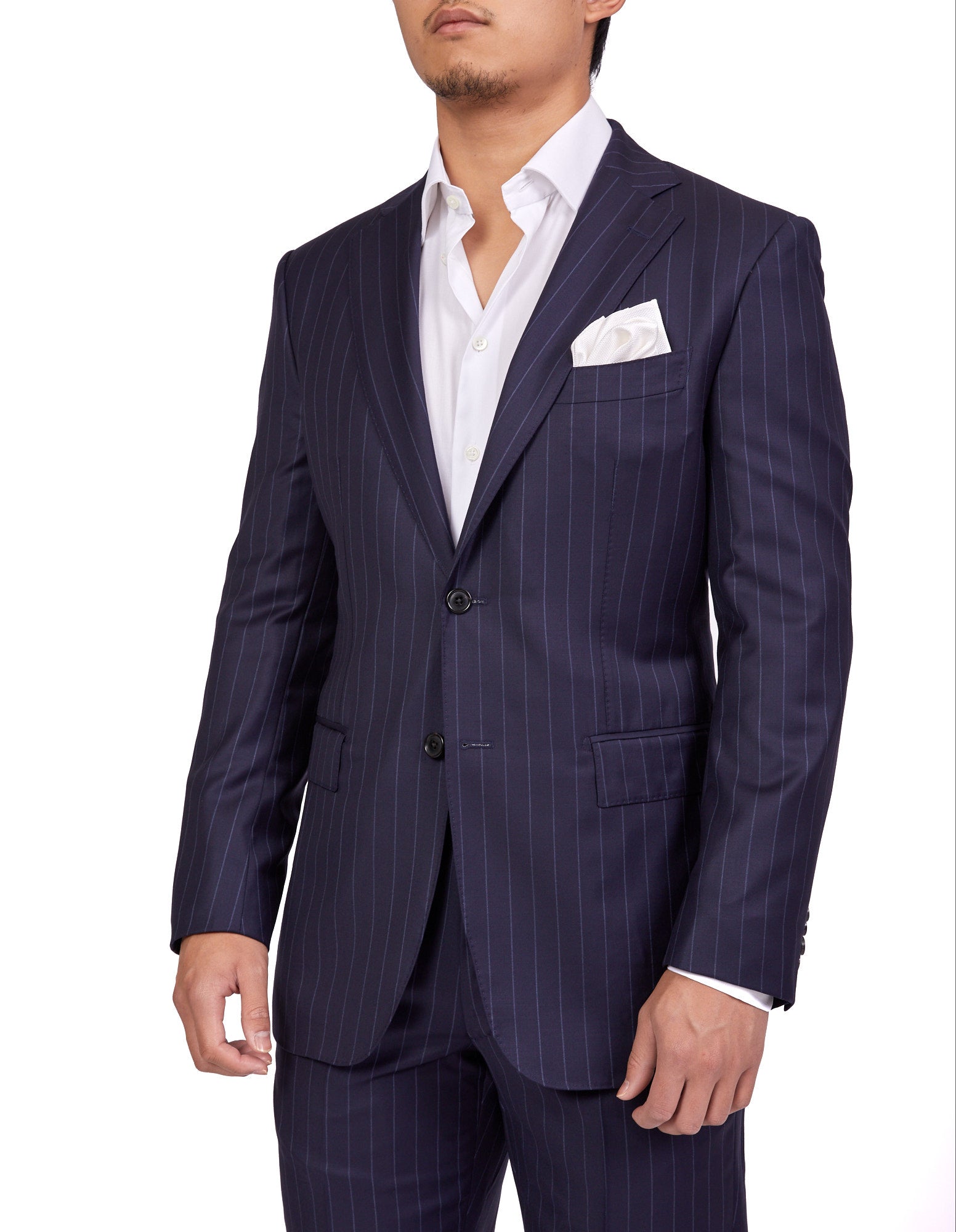 HENRY SARTORIAL Dun Full Canvas R - Stripe Suit NAVY REG - Henry BucksSuits23AW220003 - NAVY - R - 48