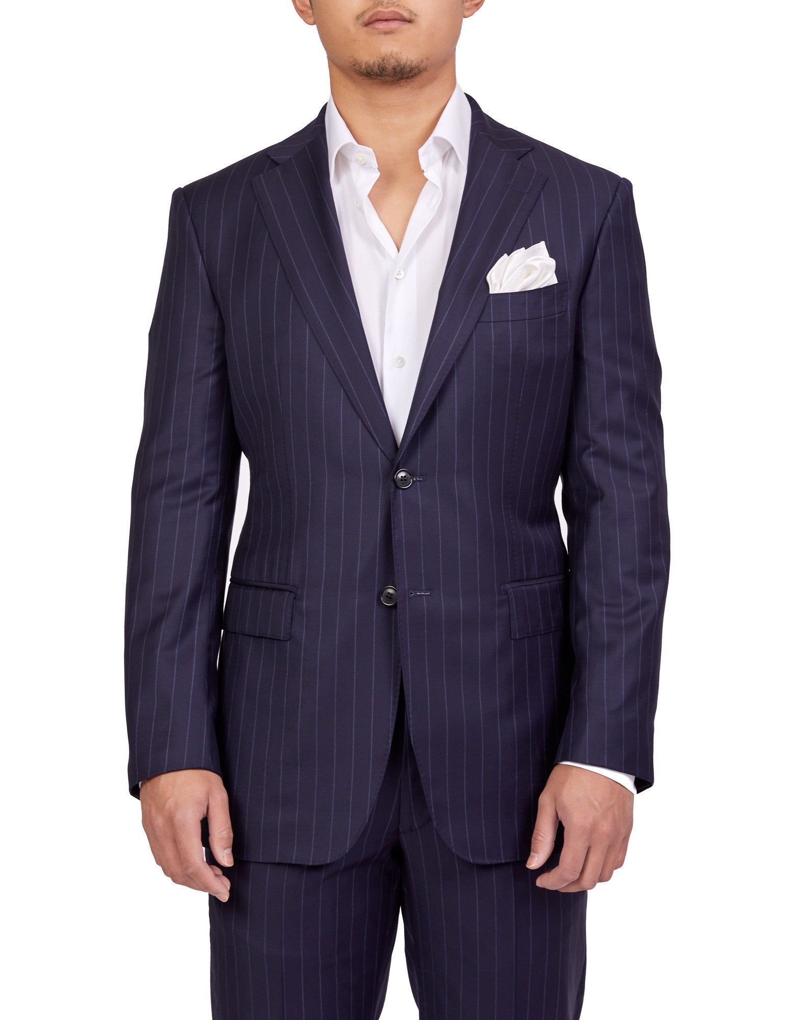 HENRY SARTORIAL Dun Full Canvas R - Stripe Suit NAVY REG - Henry BucksSuits23AW220003 - NAVY - R - 48