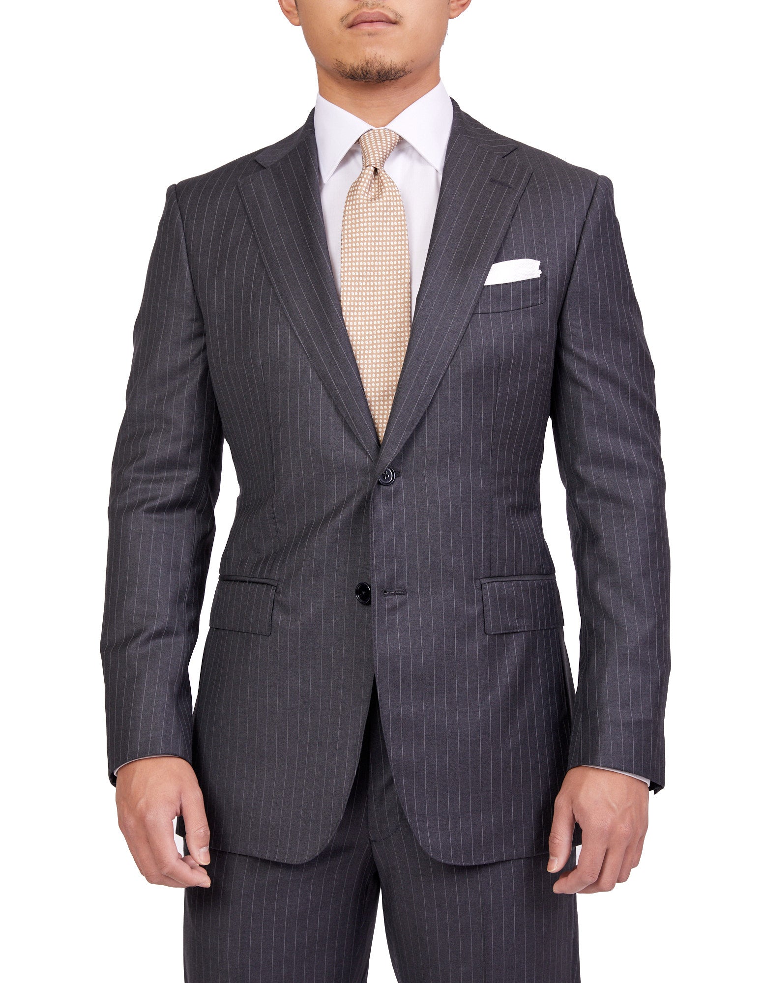 HENRY SARTORIAL Dun Full Canvas Stripe Suit CHARCOAL LG - Henry BucksSuits23AW220002 - CHCL - L - 54