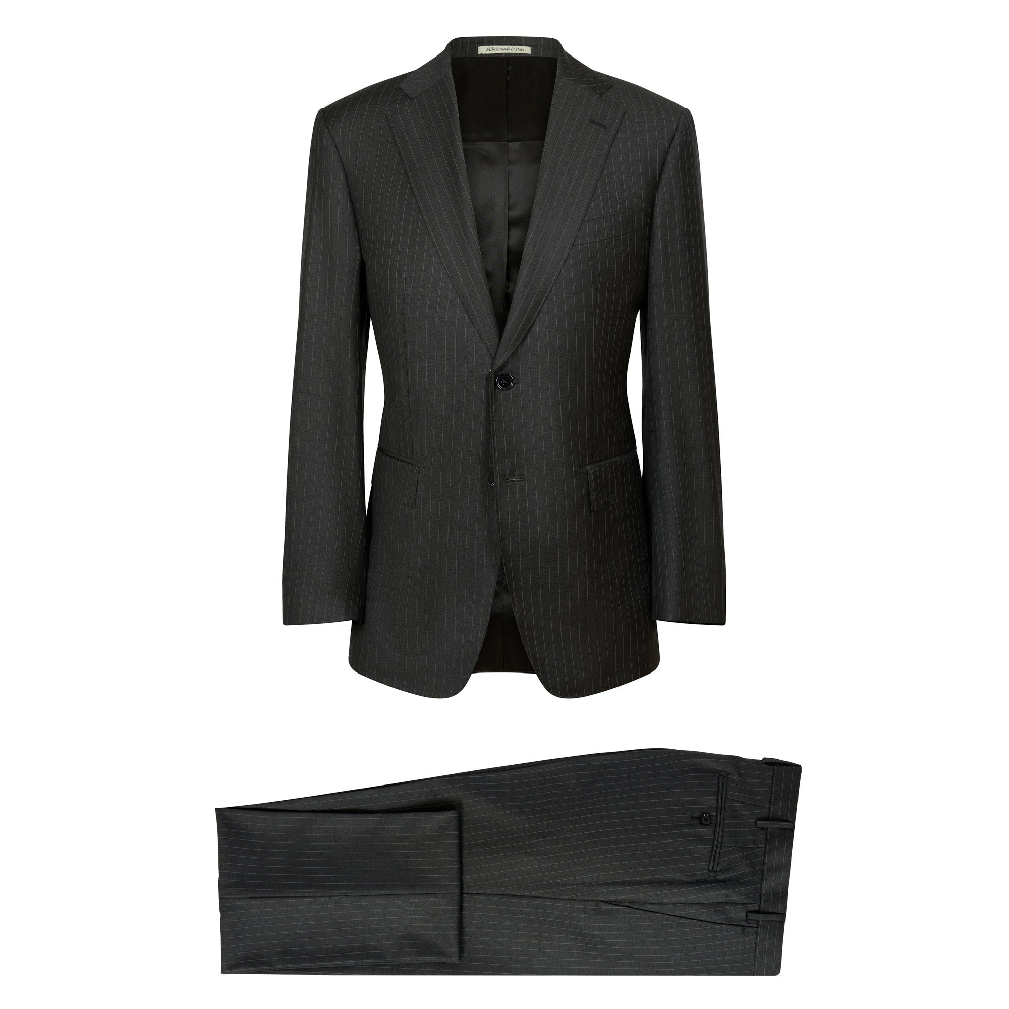 HENRY SARTORIAL Dun Full Canvas Stripe Suit CHARCOAL REG - Henry BucksSuits23AW220002 - CHCL - R - 48