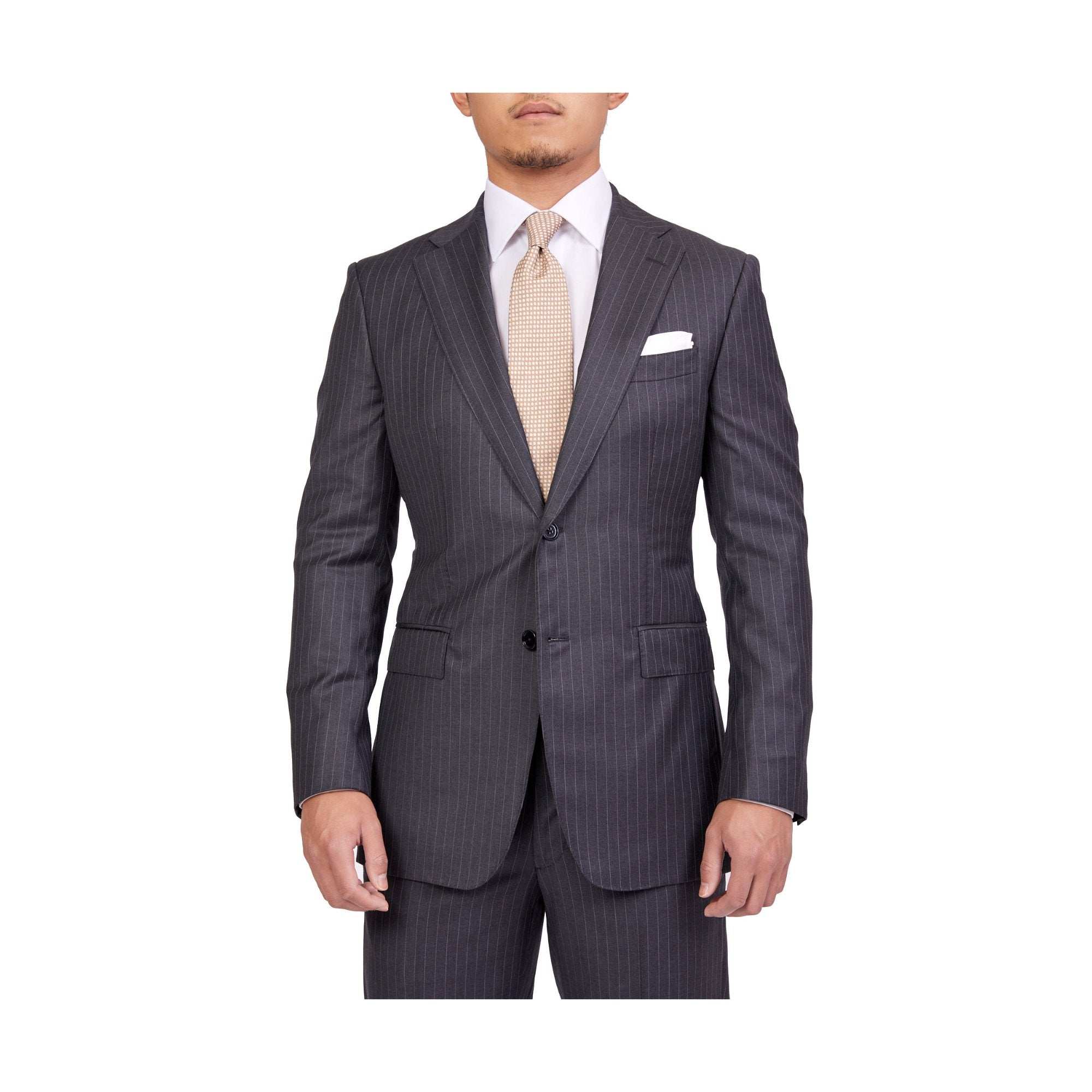 HENRY SARTORIAL Dun Full Canvas Stripe Suit CHARCOAL REG - Henry BucksSuits23AW220002 - CHCL - R - 48