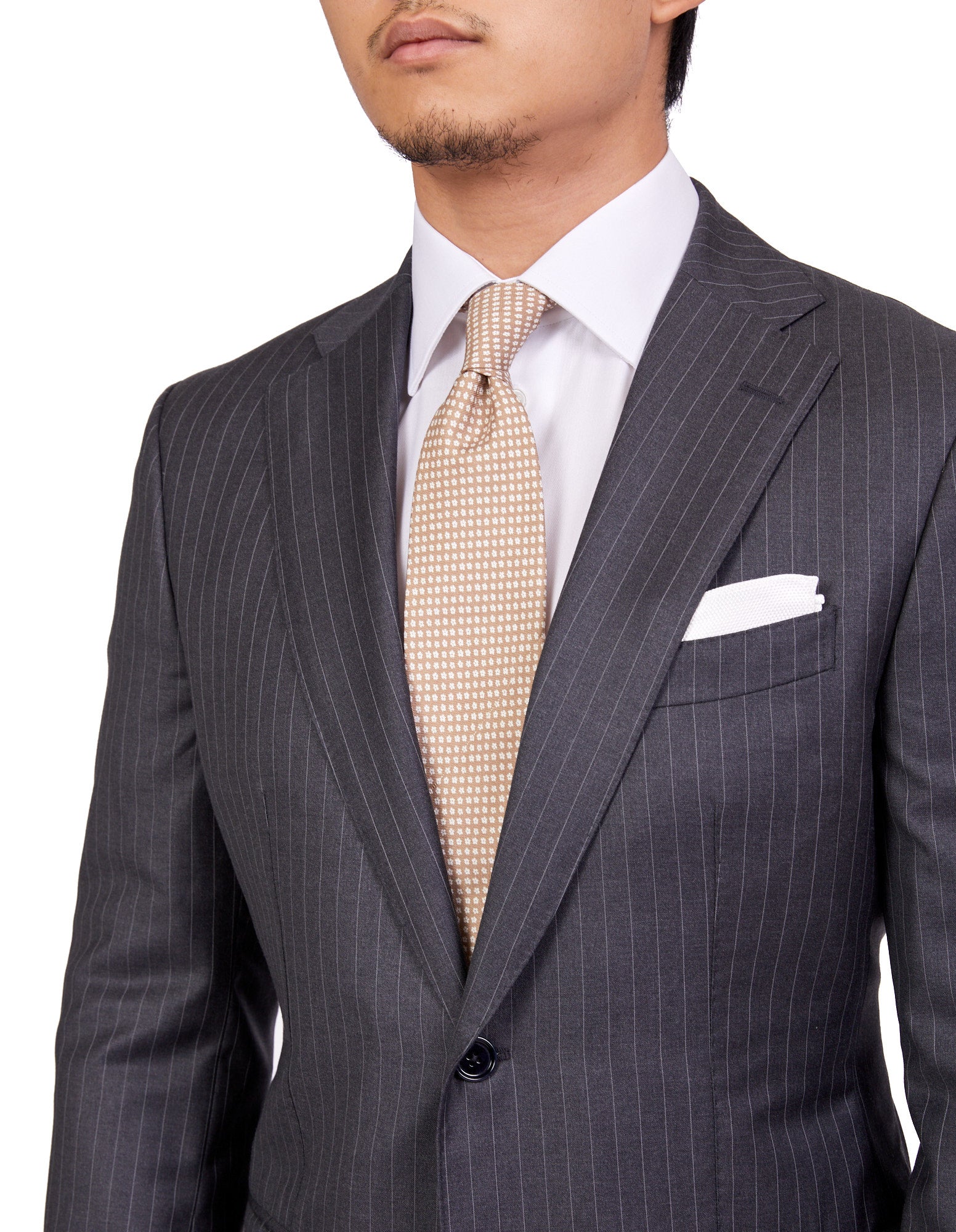 HENRY SARTORIAL Dun Full Canvas Stripe Suit CHARCOAL REG - Henry BucksSuits23AW220002 - CHCL - R - 48