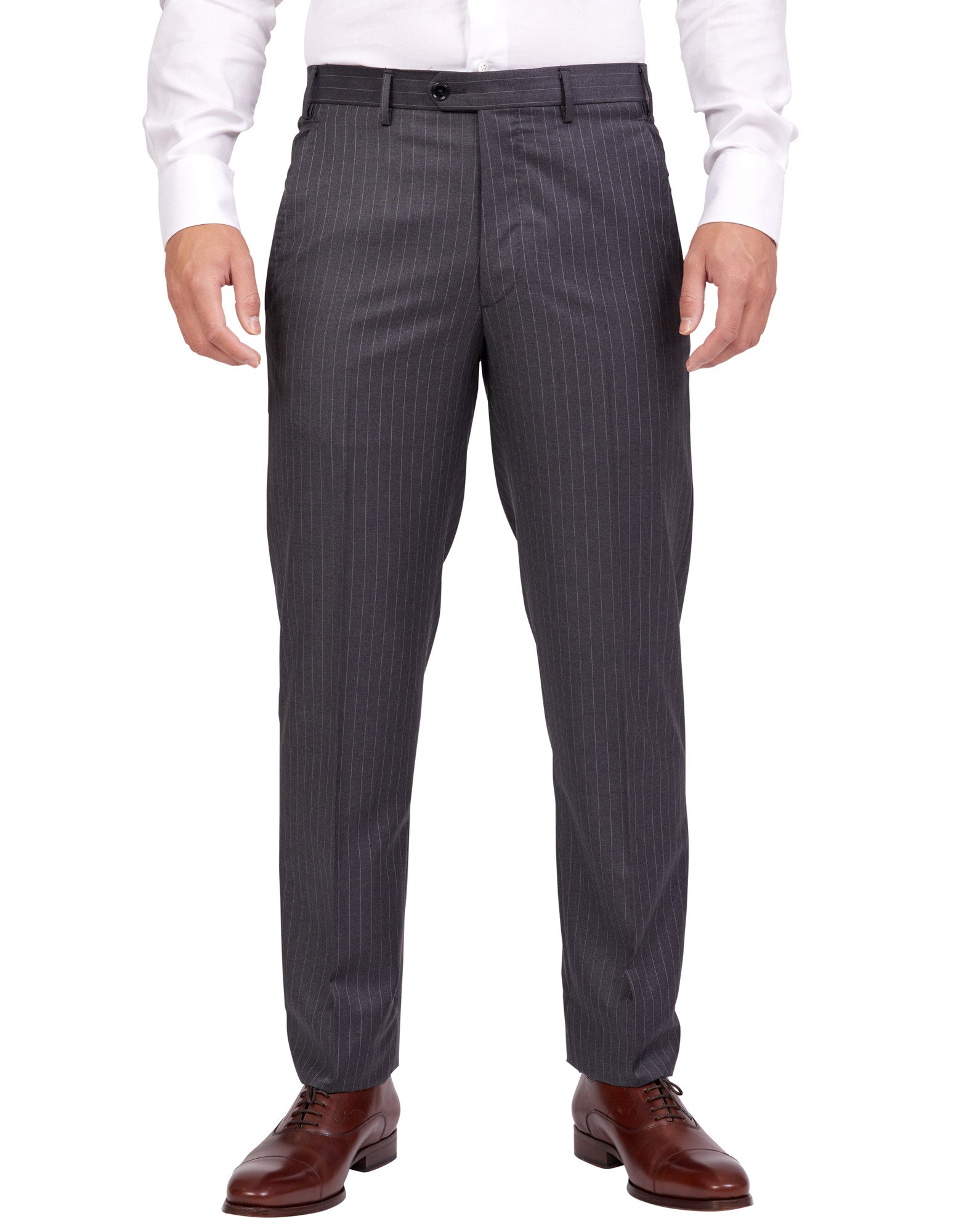 HENRY SARTORIAL Dun Full Canvas Stripe Suit CHARCOAL REG - Henry BucksSuits23AW220002 - CHCL - R - 48