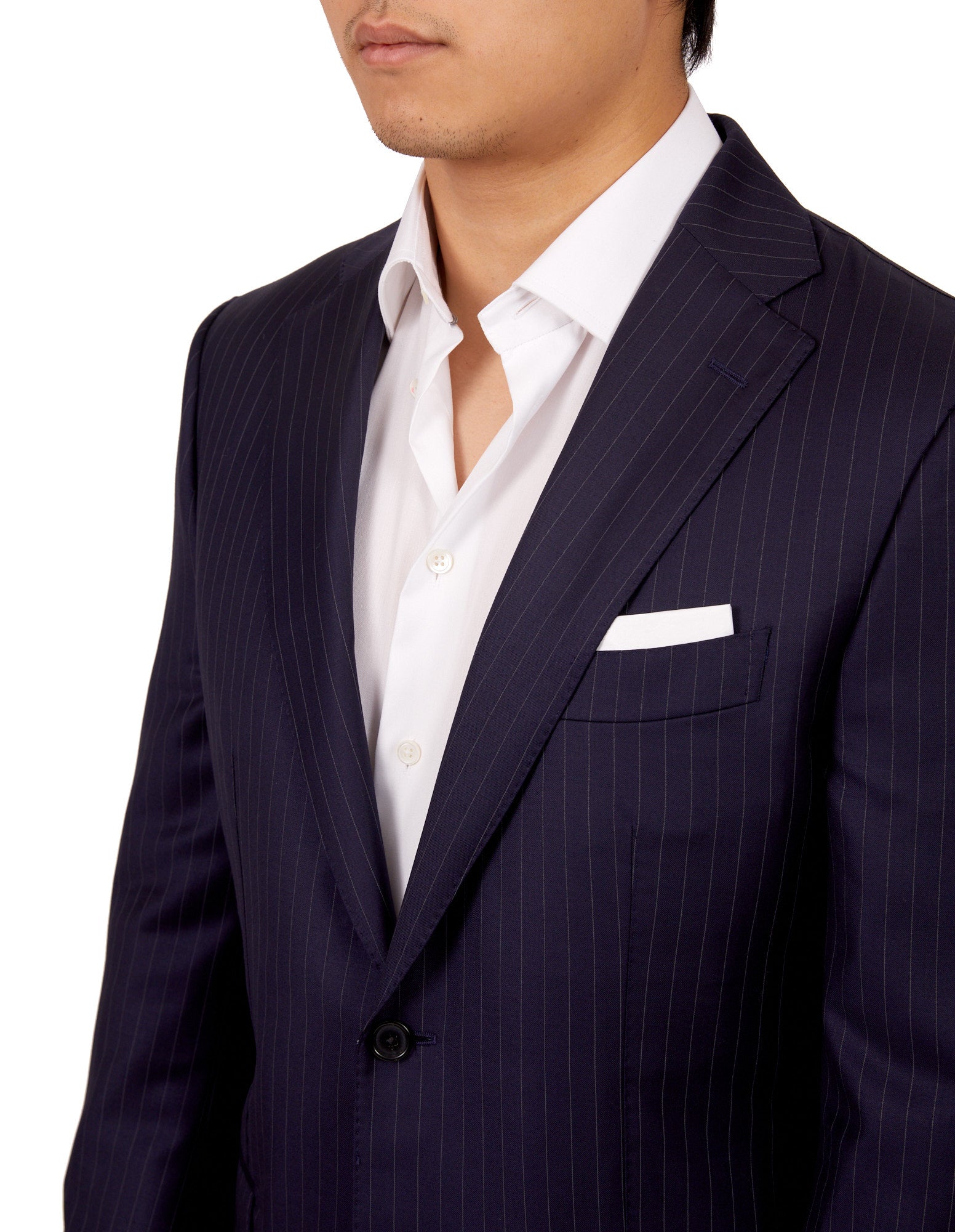 HENRY SARTORIAL Dun Full Canvas Stripe Suit NAVY REG - Henry BucksSuits23AW220002 - NAVY - R - 48