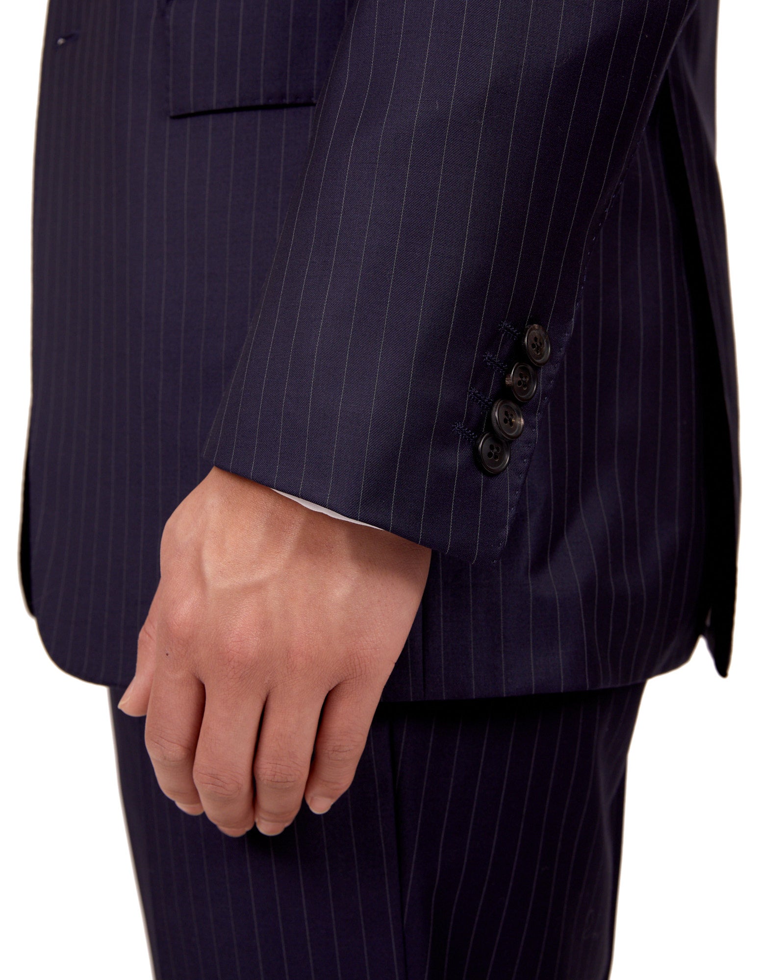 HENRY SARTORIAL Dun Full Canvas Stripe Suit NAVY REG - Henry BucksSuits23AW220002 - NAVY - R - 48