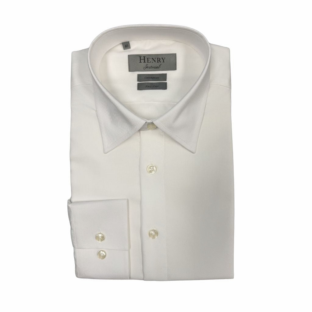 HENRY SARTORIAL Easy Care Cotton Shirt WHITE - Henry Bucks