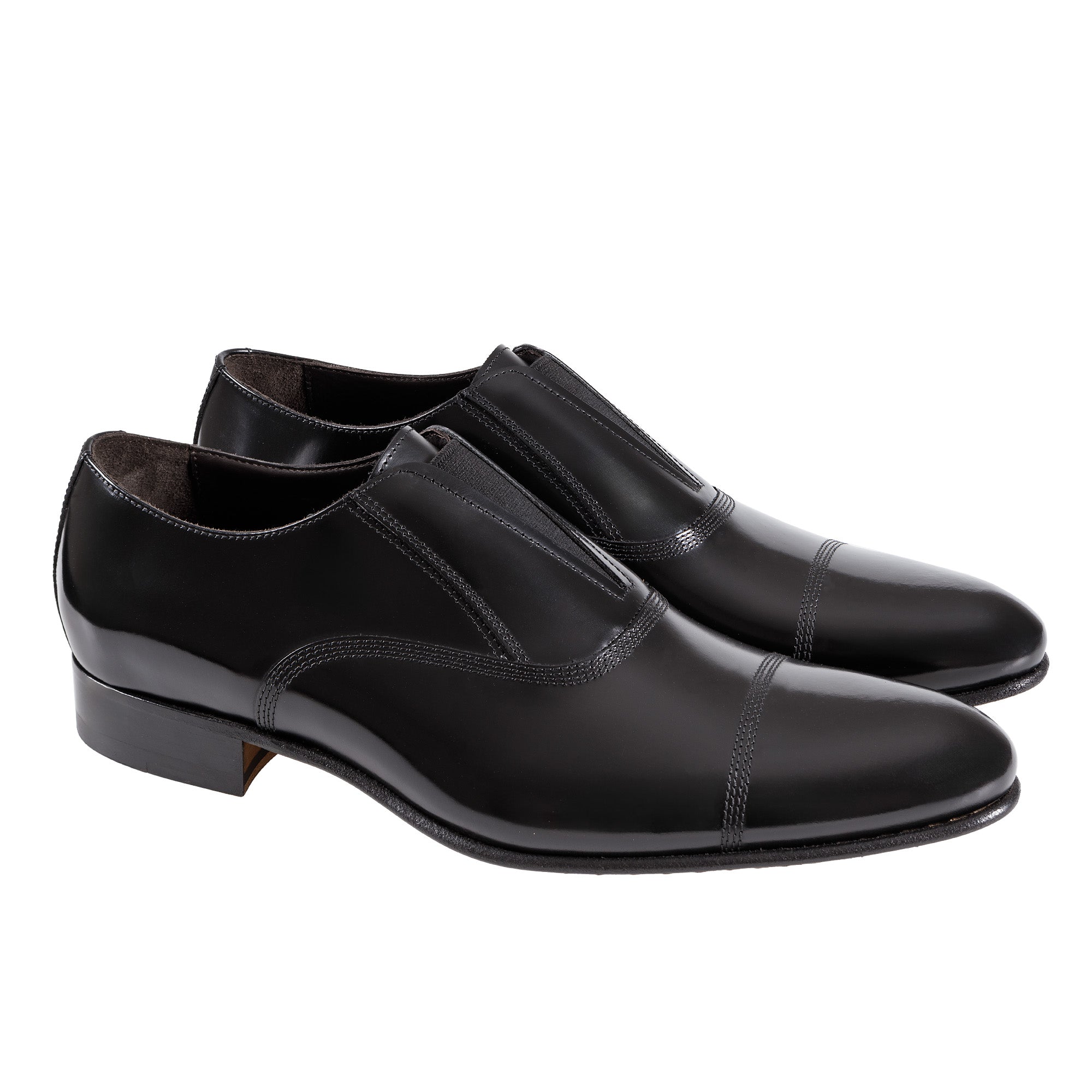 HENRY SARTORIAL Elastic Leather Oxford BLACK - Henry Bucks