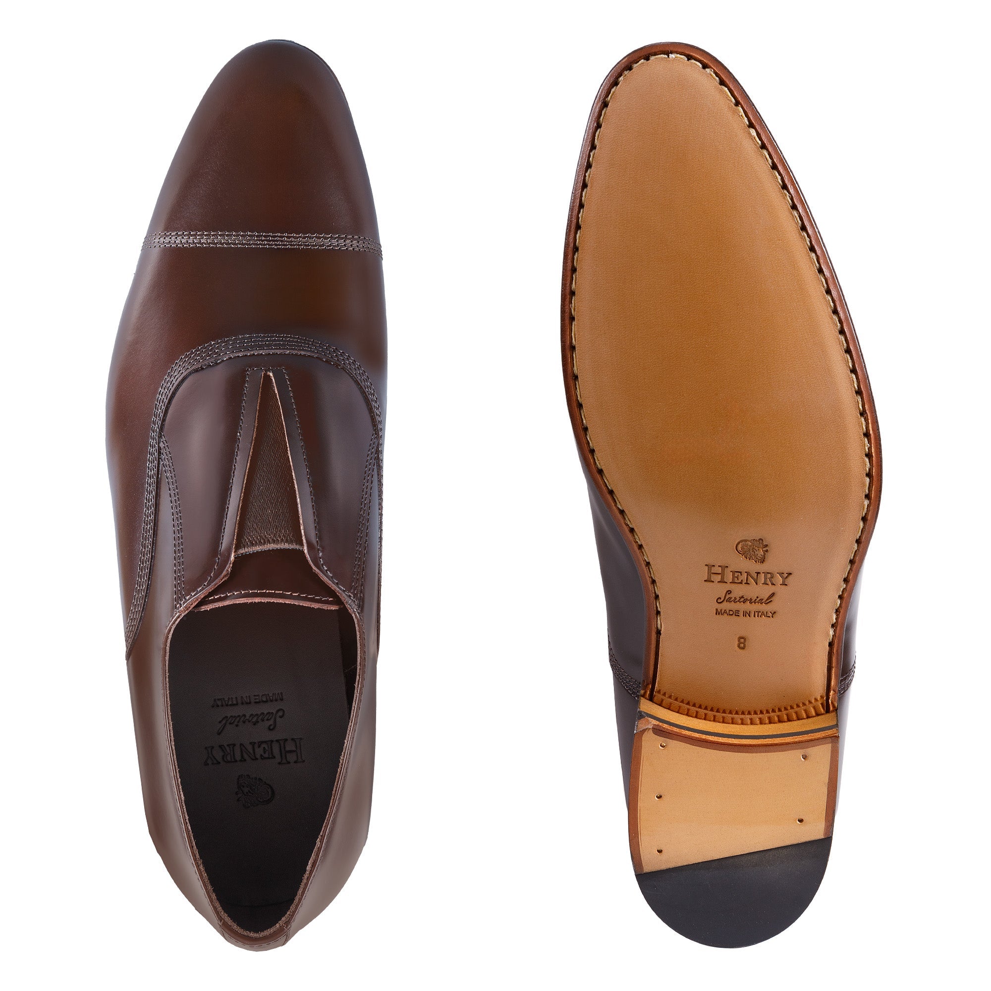 HENRY SARTORIAL Elastic Leather Oxford DARK BROWN - Henry Bucks