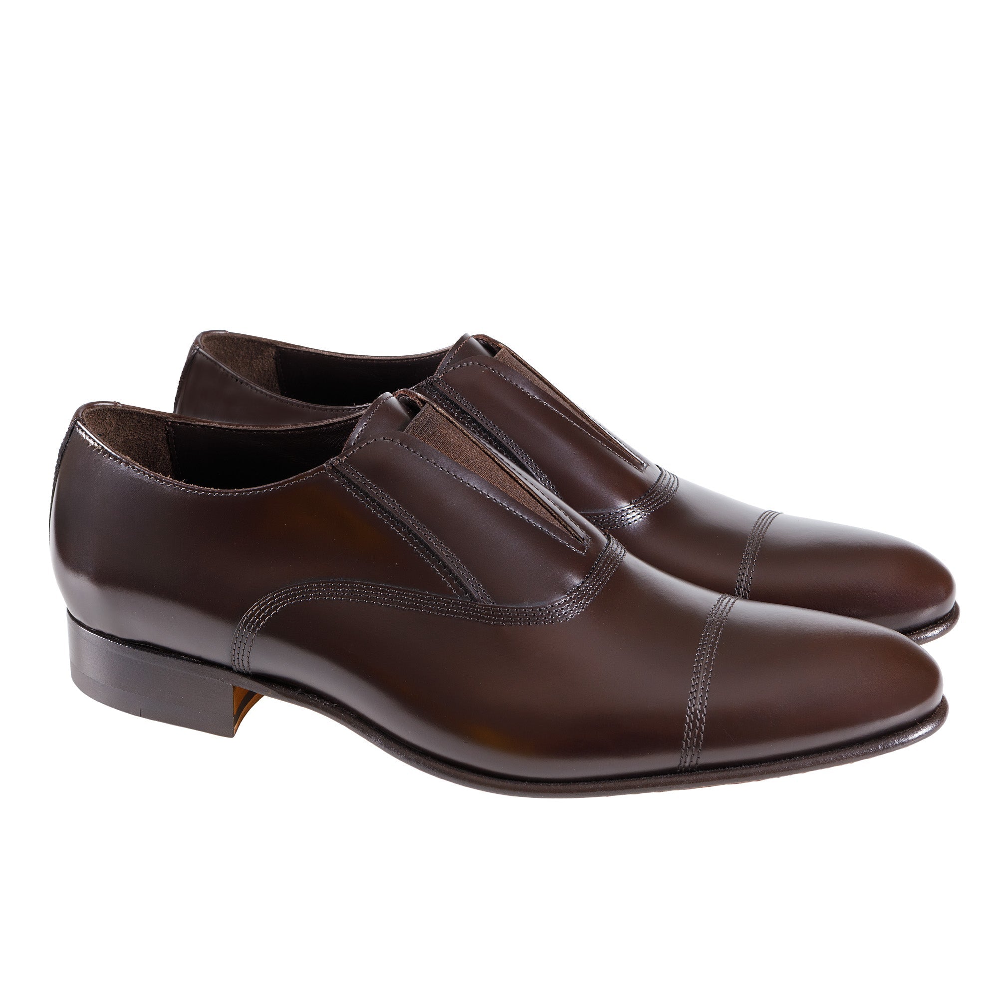 HENRY SARTORIAL Elastic Leather Oxford DARK BROWN - Henry Bucks