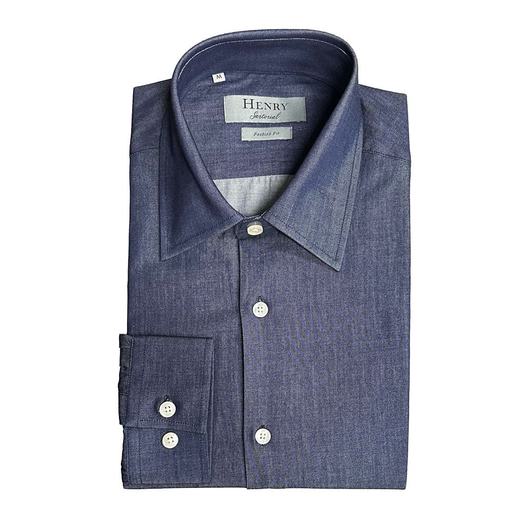 HENRY SARTORIAL Fashion Denim Look Shirt INDIGO WASH - Henry Bucks