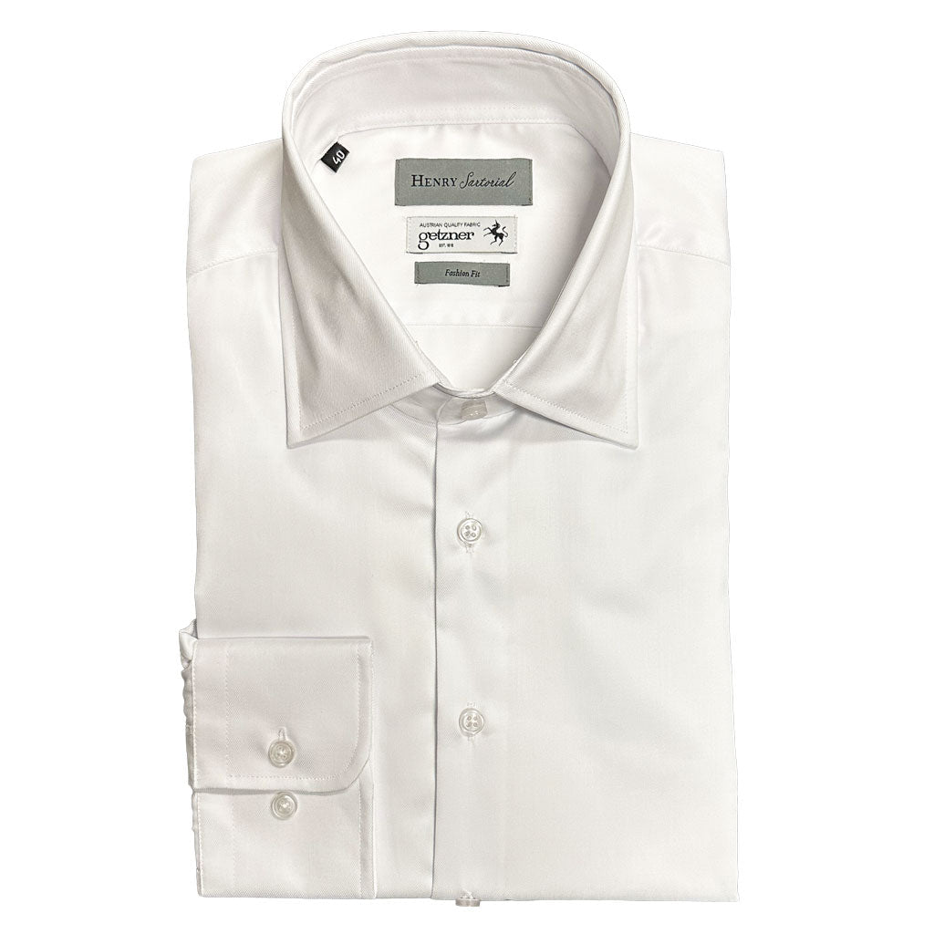 HENRY SARTORIAL Fashion Fit Getzner Cotton Single Cuff Shirt WHITE - Henry Bucks