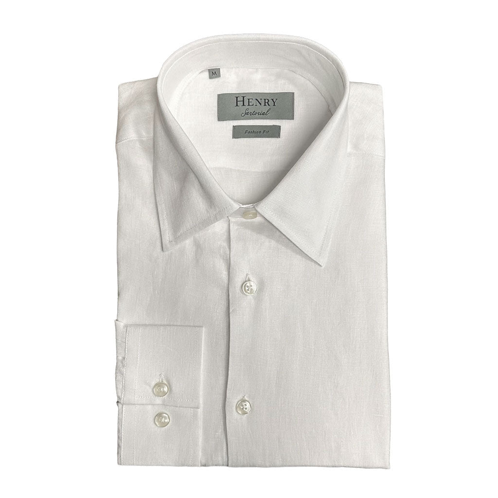 HENRY SARTORIAL Fashion Soft Linen Shirt WHITE - Henry Bucks
