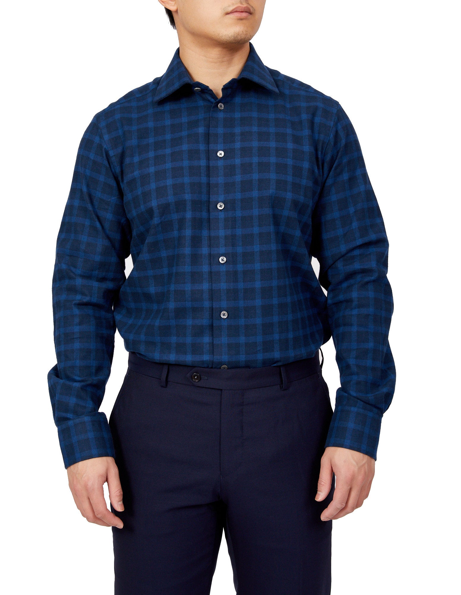 HENRY SARTORIAL Flannel Check Shirt BLUE - Henry BucksShirts01SS220045 - BLUE - SM