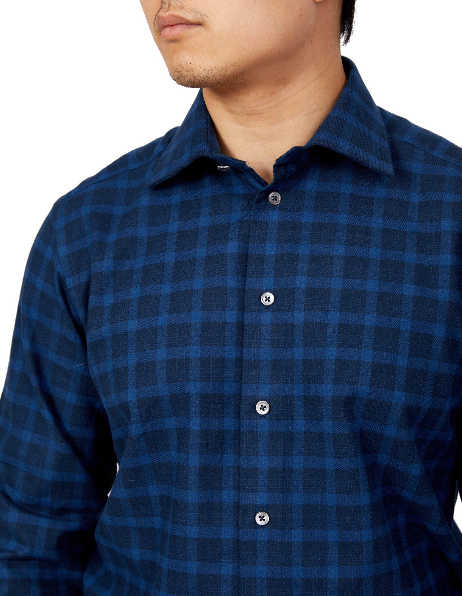 HENRY SARTORIAL Flannel Check Shirt BLUE - Henry BucksShirts01SS220045 - BLUE - SM