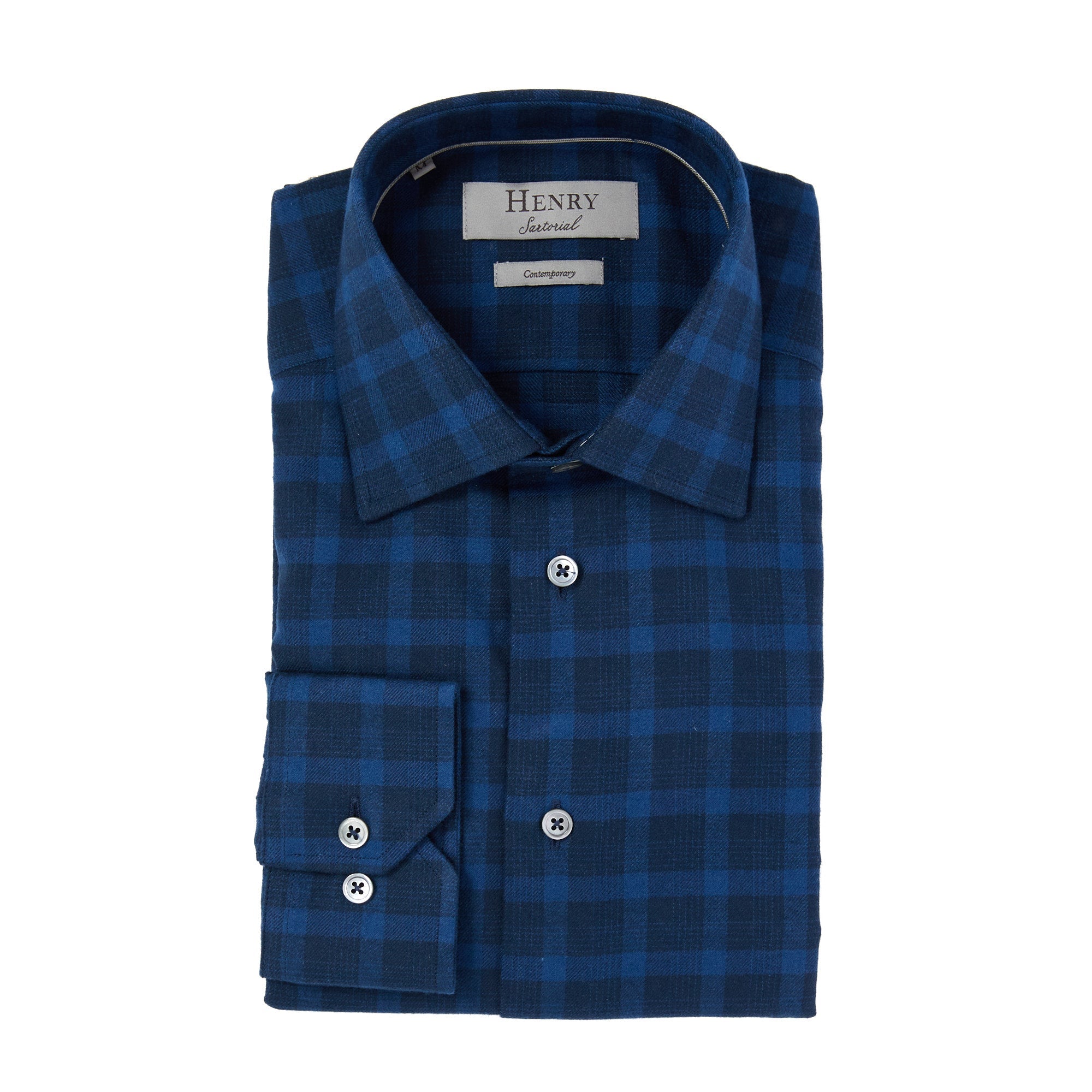 HENRY SARTORIAL Flannel Check Shirt BLUE - Henry BucksShirts01SS220045 - BLUE - SM