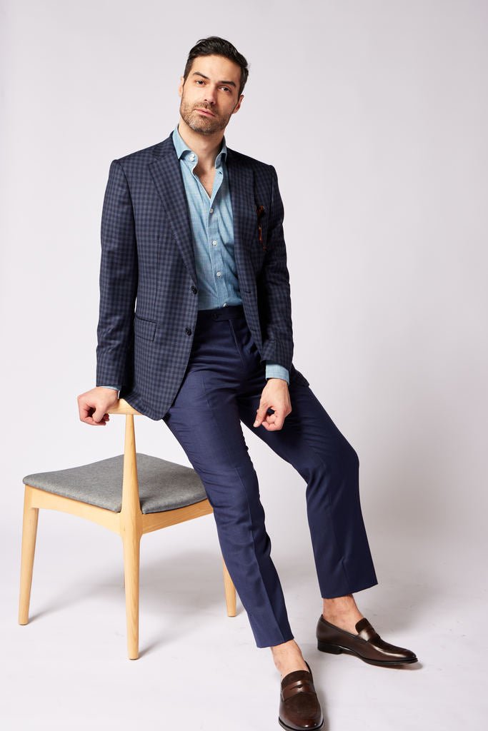 HENRY SARTORIAL Flat Front Wool Trousers FRENCH BLUE REG - Henry BucksTrouser - Formal34SS220006 - FRENCHBLUE - R - 32