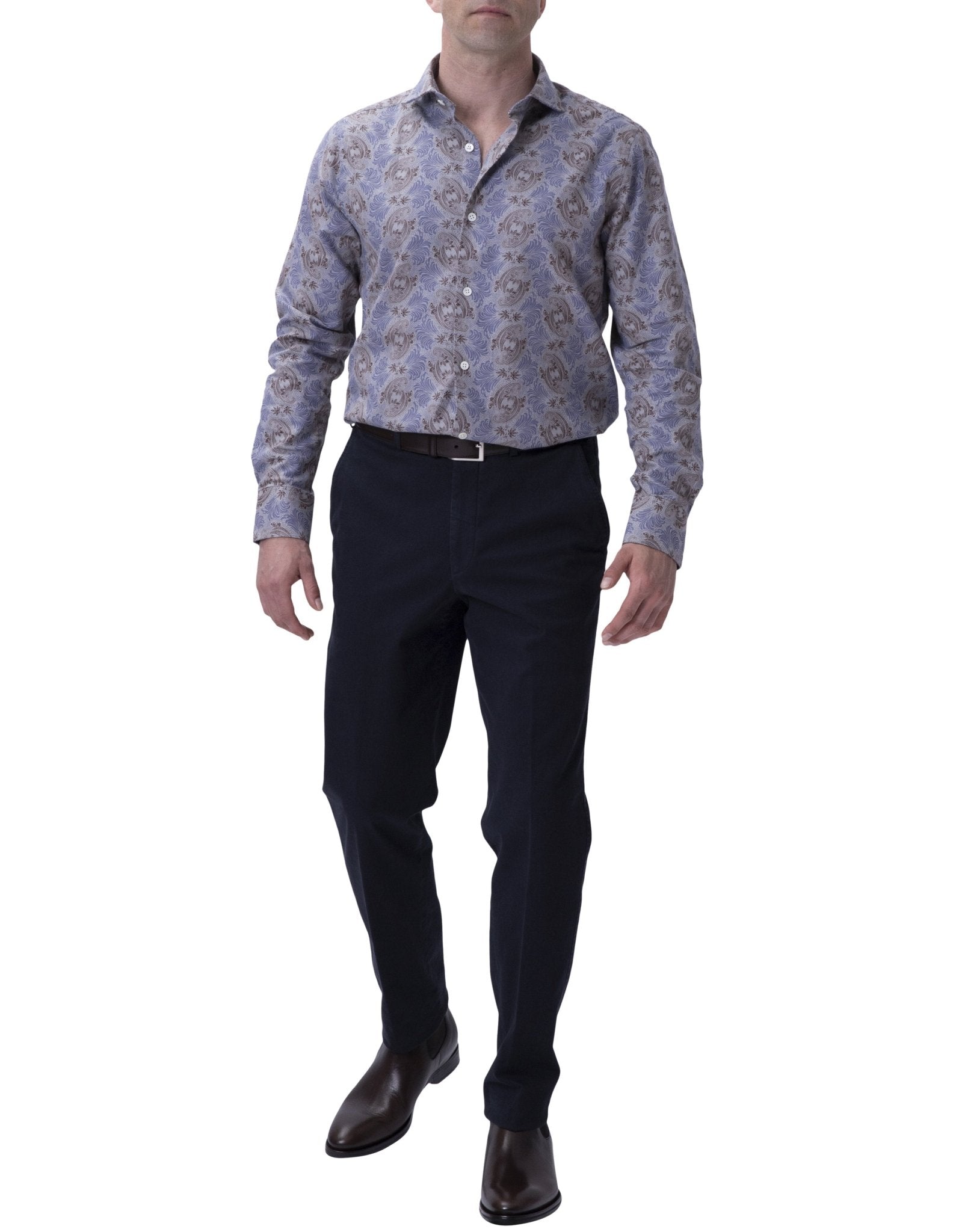 HENRY SARTORIAL Floral Shirt GREY/BROWN - Henry BucksShirts38AW21115 - GREYBRWN - SM