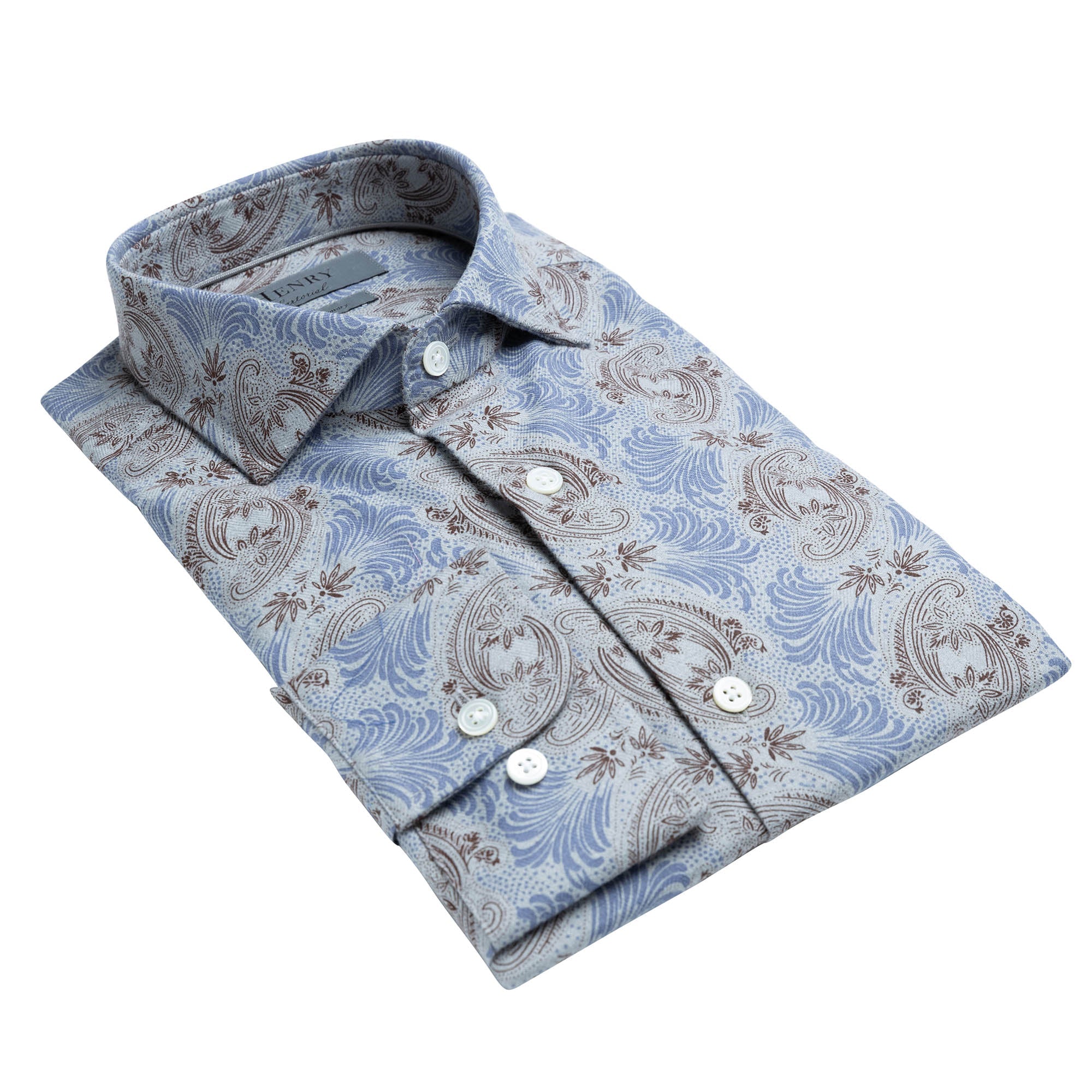 HENRY SARTORIAL Floral Shirt GREY/BROWN - Henry BucksShirts38AW21115 - GREYBRWN - SM