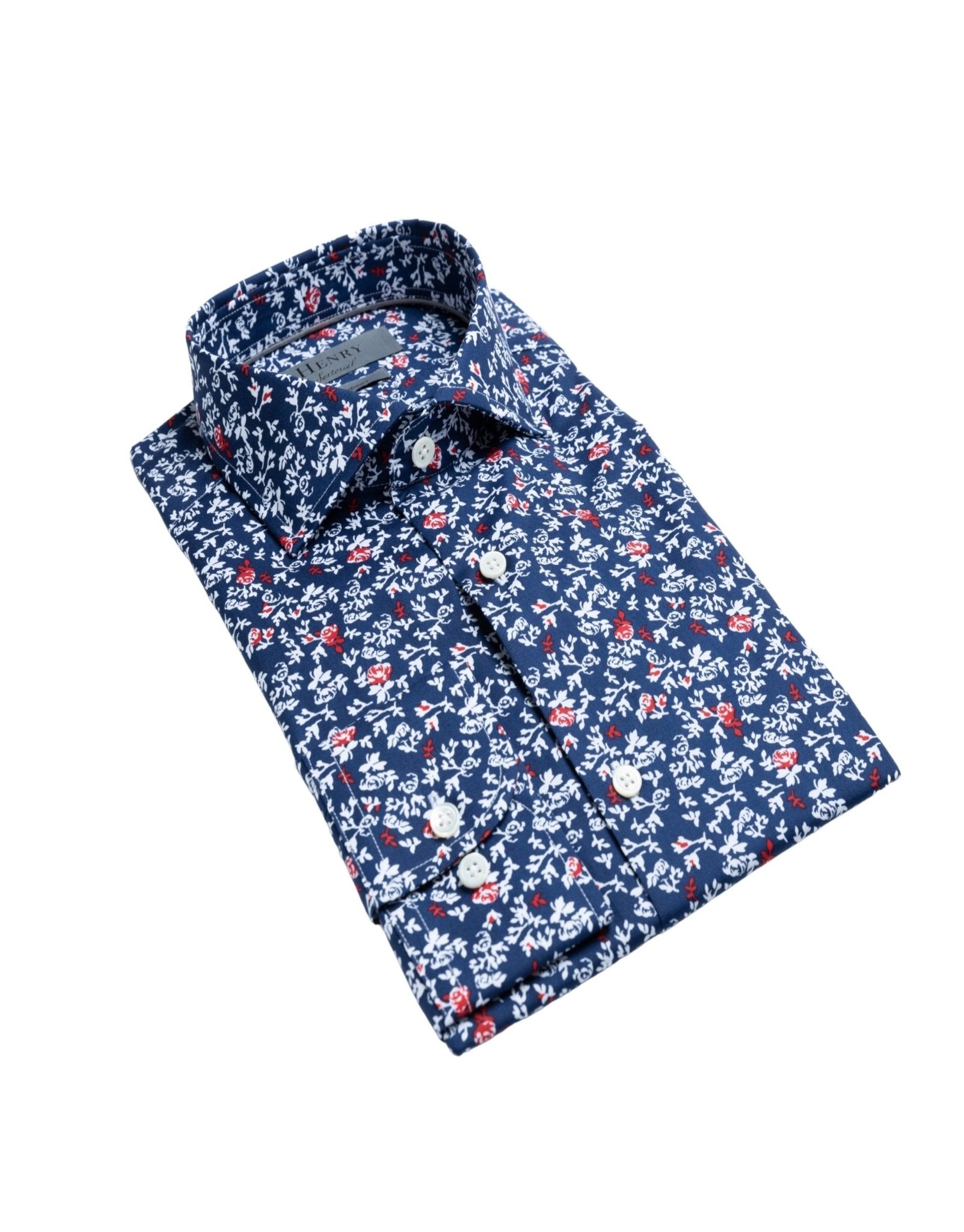 Henry Sartorial Floral Shirt Navy Red - Henry BucksShirts38AW21120 - NVYRED - SM