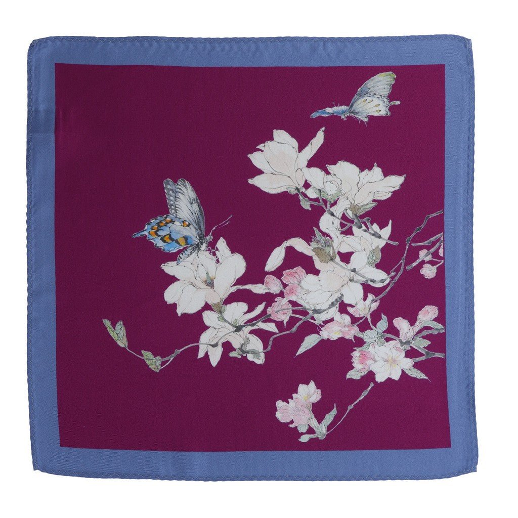 HENRY SARTORIAL Floral Silk Pocket Square BLUE/PURPLE - Henry Bucks