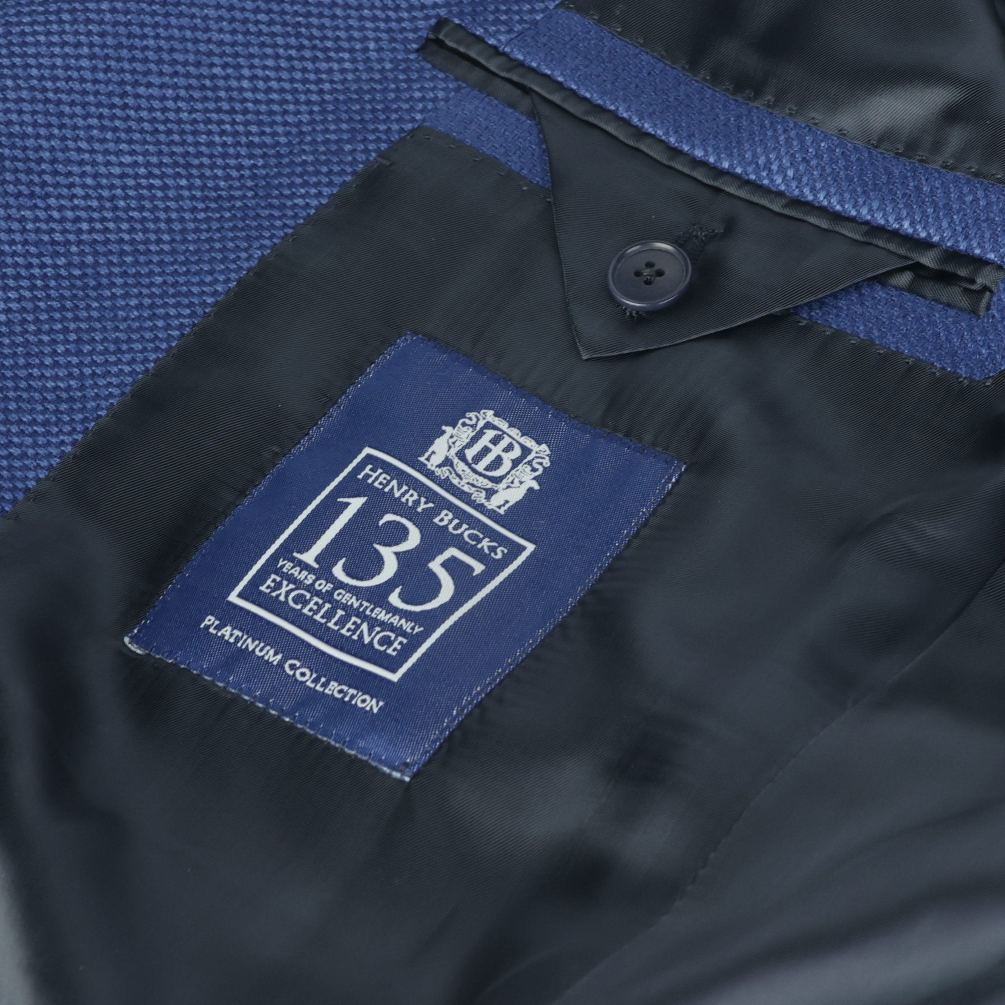 HENRY SARTORIAL HERITAGE 135 Year Platinum Blazer MID BLUE - Henry Bucks