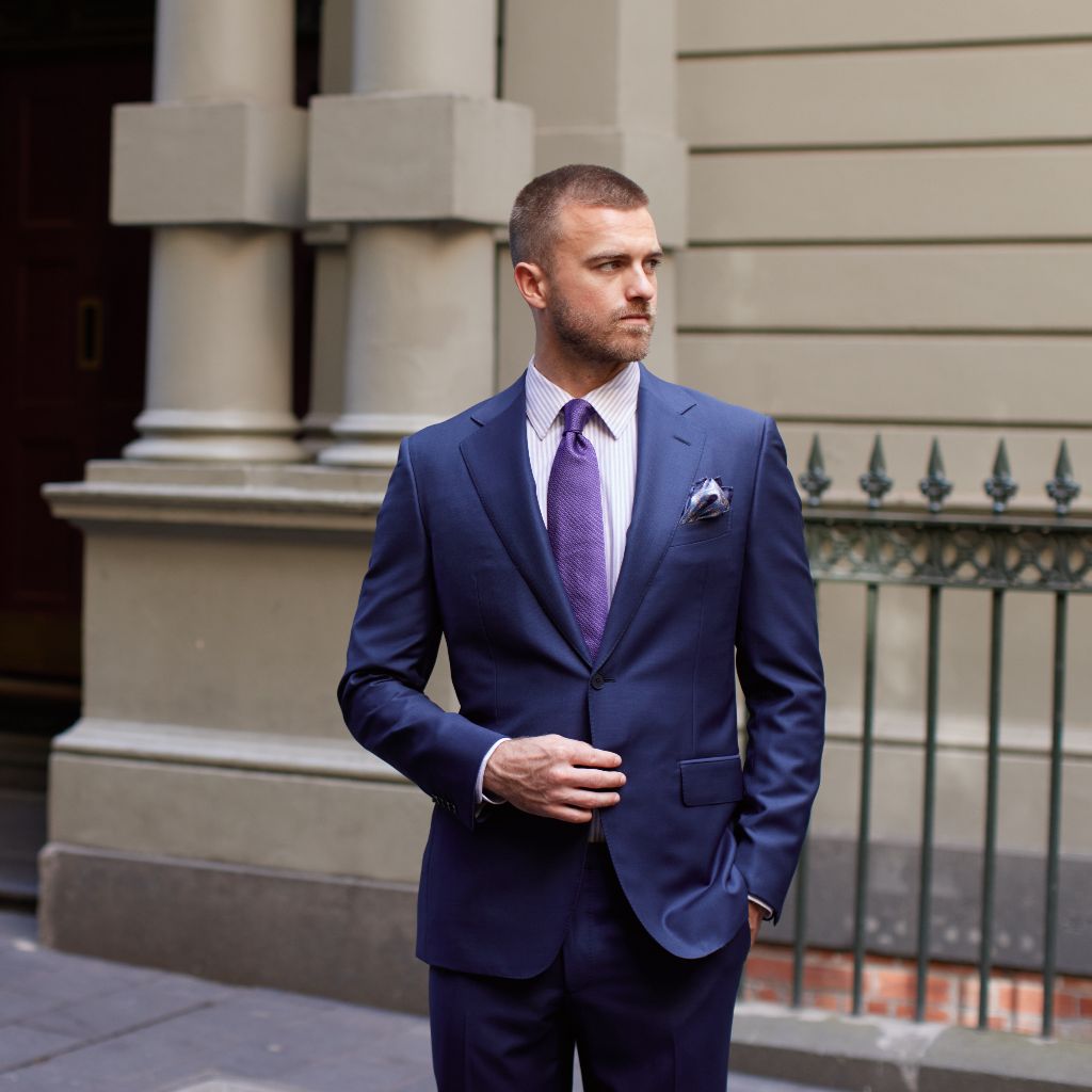 HENRY SARTORIAL HERITAGE 135 Year Platinum Traveller Suit MID BLUE - Henry Bucks