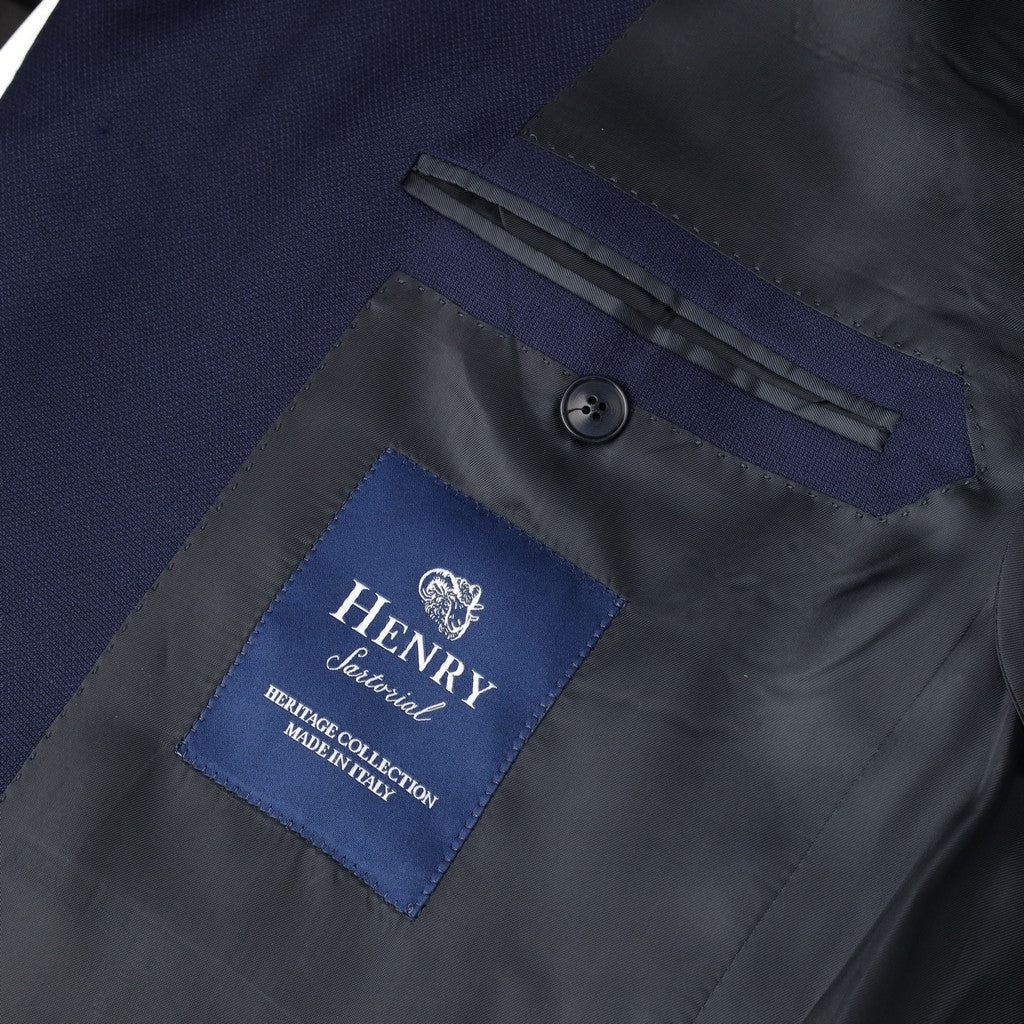 HENRY SARTORIAL HERITAGE Birds Eye Wool Business Suit NAVY REG - Henry Bucks