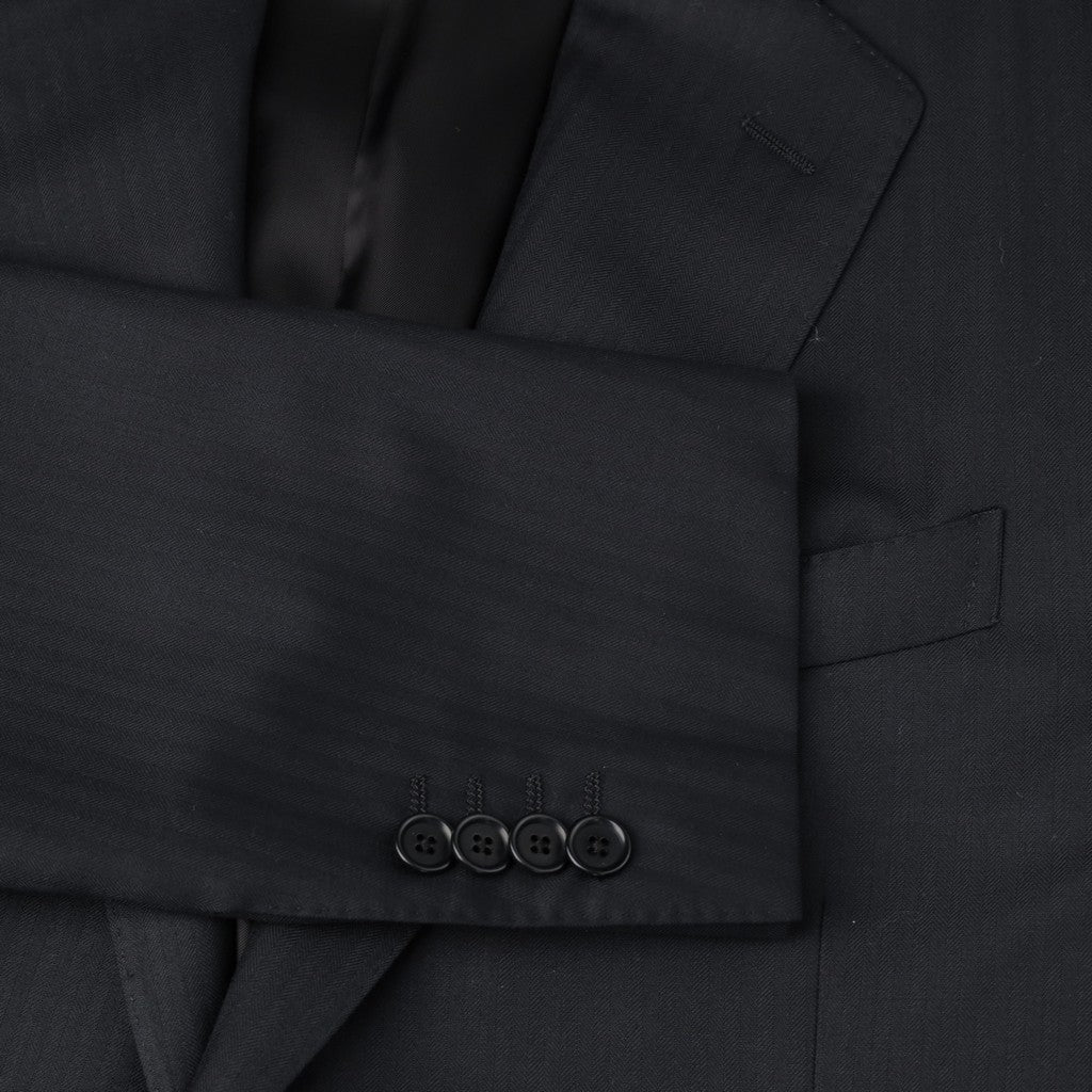 HENRY SARTORIAL HERITAGE Herringbone Wool Business Suit NAVY REG - Henry Bucks