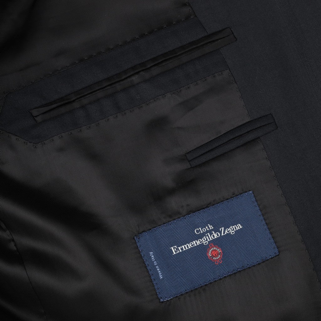 HENRY SARTORIAL HERITAGE Herringbone Wool Business Suit NAVY REG - Henry Bucks