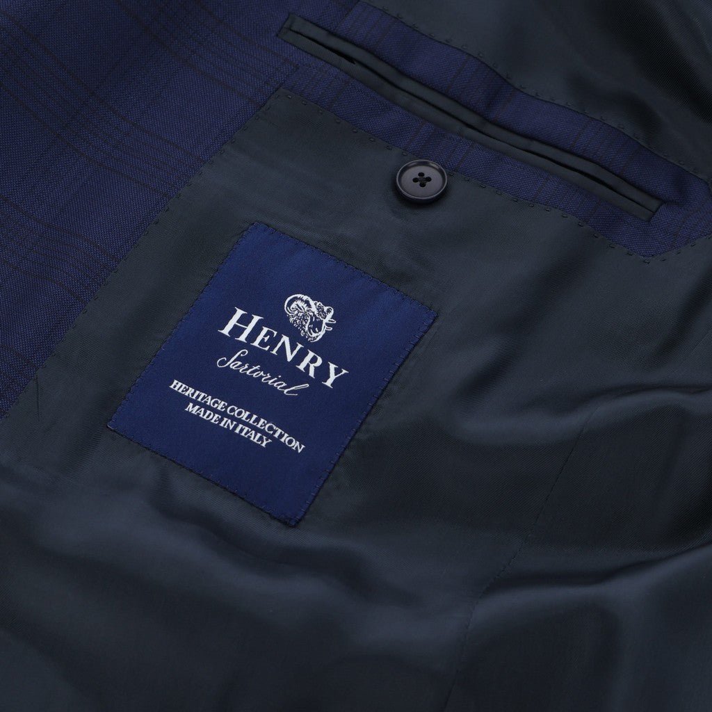 HENRY SARTORIAL HERITAGE Traveller Check Business Suit BLUE - Henry Bucks