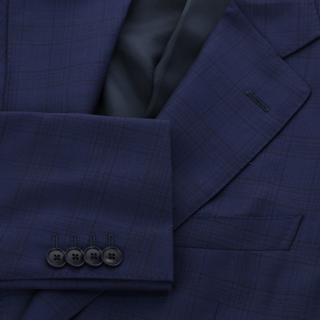 HENRY SARTORIAL HERITAGE Traveller Check Business Suit BLUE - Henry Bucks