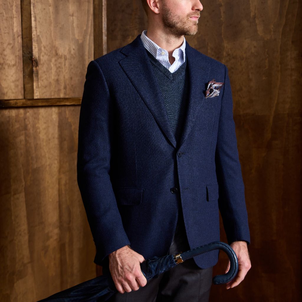 HENRY SARTORIAL HERITAGE Trofeo Wool Cashmere Single Breasted Blazer NAVY - Henry Bucks